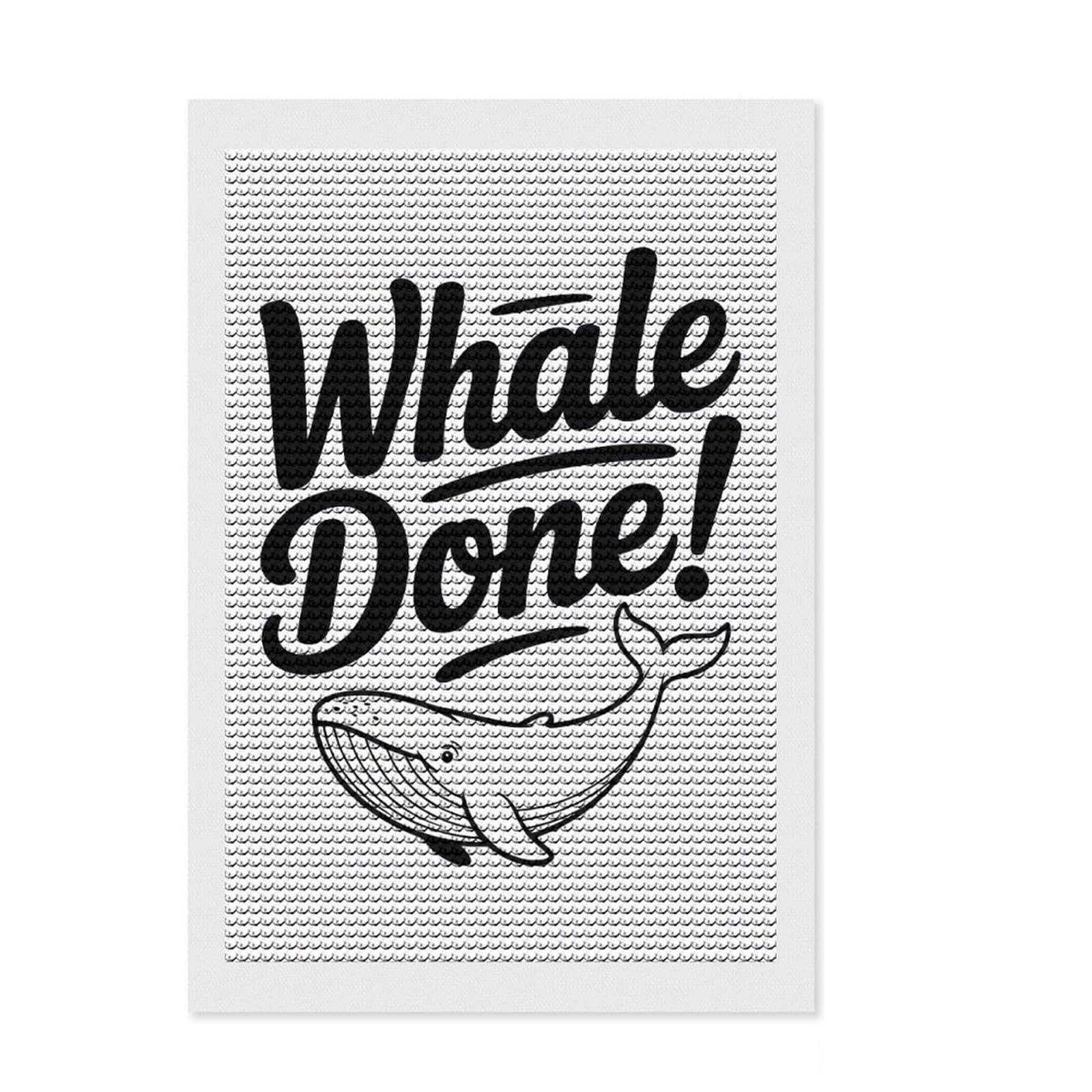 Junmoney Whale Done! Pun Illustration Full Drill Diamond Painting Kit 8"x12", Office Decor, for Beginners, Full Kit Included, Christmas Gift