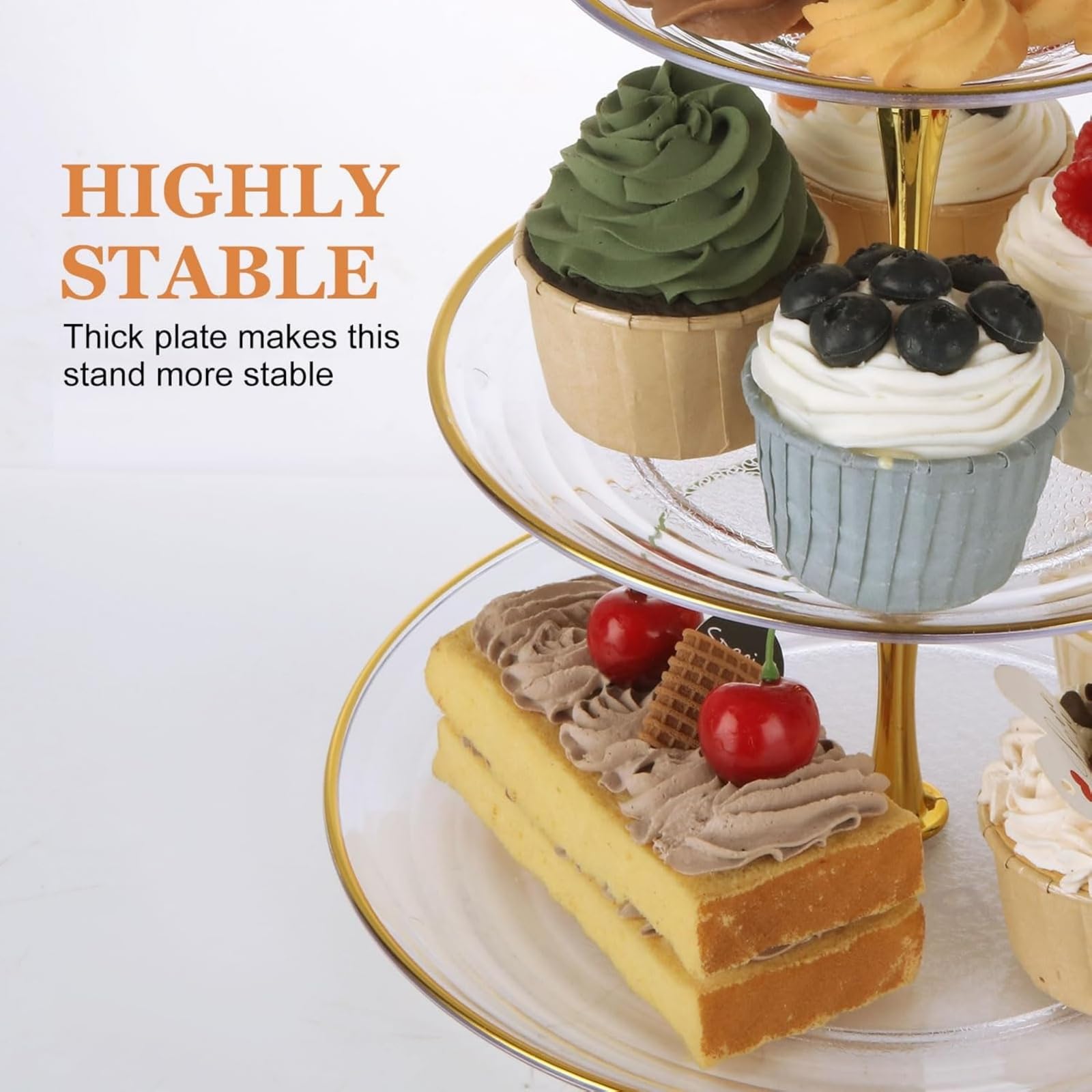 RHBLME Cupcake-Ständer mit 3 Ebenen, 4 Stück, Etagenständer, Dessert-Kuchenständer für Party, Weihnachten, Halloween, Silvester, Erntedankfest, Kwanzaa, Geburtstag