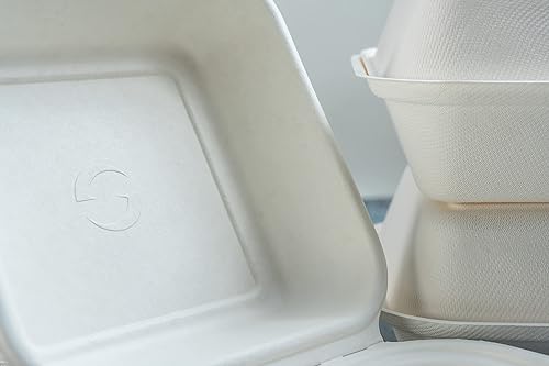 Miniatura 8 de 100 recipientes de alimentos para llevar con forma de concha verde de 6 x 6 x 3 pulgadas, caja de hamburguesas desechable, recipientes 100%