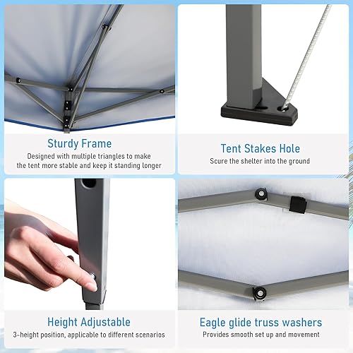 Miniatura 5 de MFSTUDIO Tienda de campaña desplegable, refugio de glorieta, toldos impermeables para patio, portátil, tiendas de campaña al aire libre para playa,