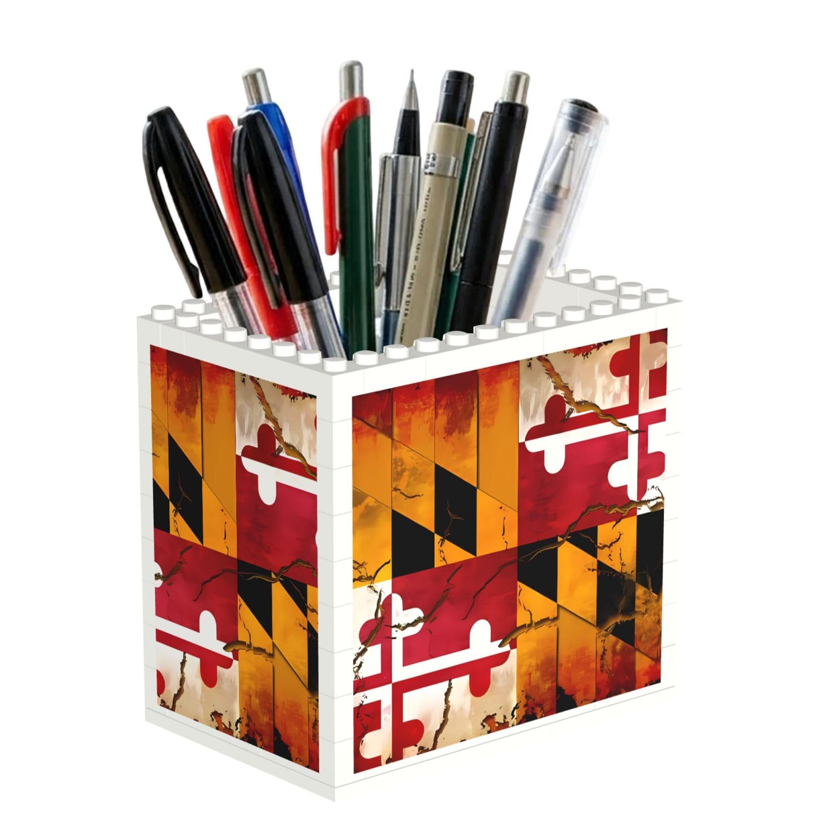 SXZVVBN vintage wooden maryland flag Building Block Desk Tidy ABS Organiser
