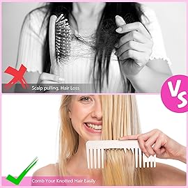 Patelai Wide Tooth Comb Large Hair Detangling Comb for Curly, Wet Dry Hair, No Handle Detangler Accessories(White, Rose Red)