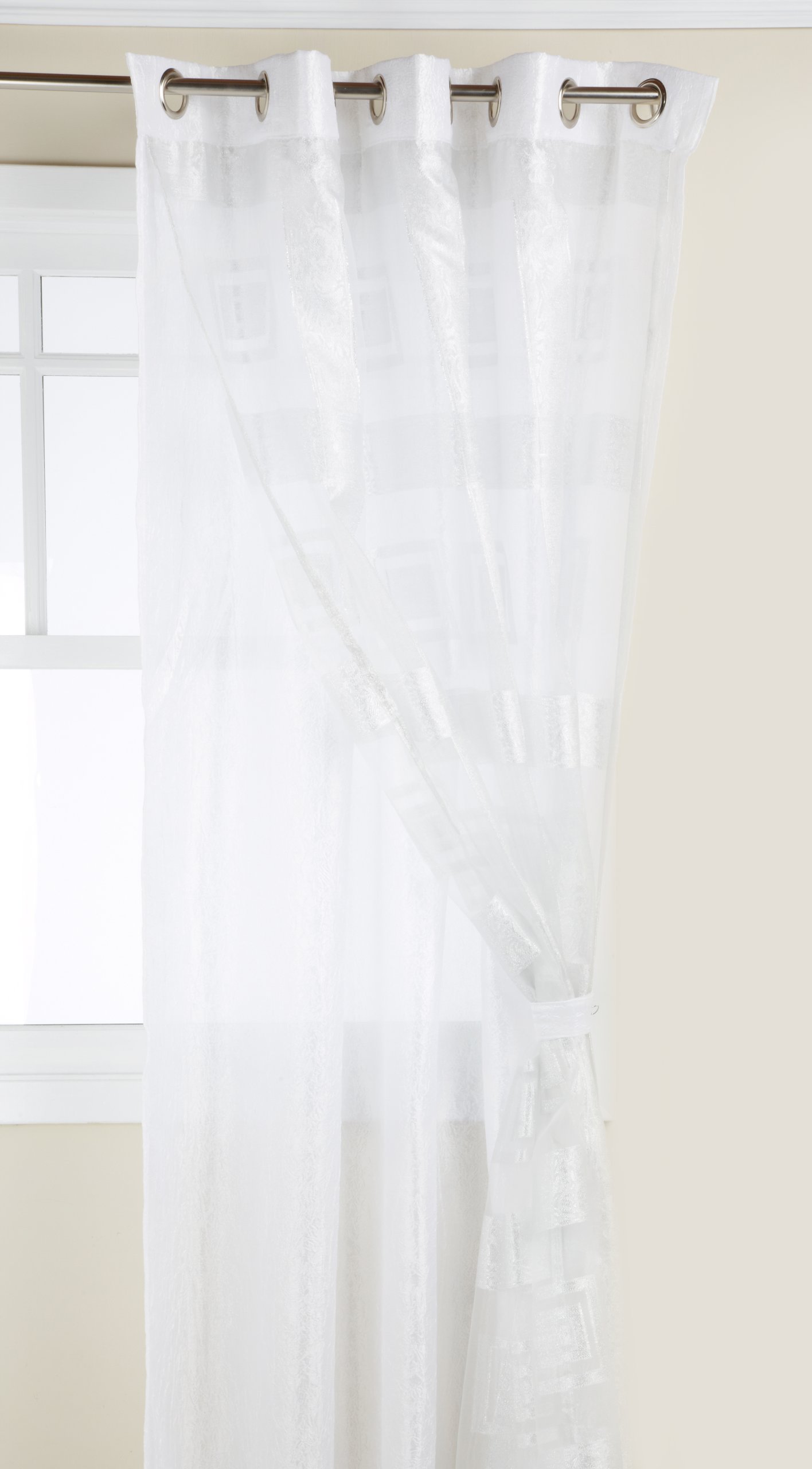 Editex Home Textiles Time Square Window Panel, 55 by 84-Inch, White