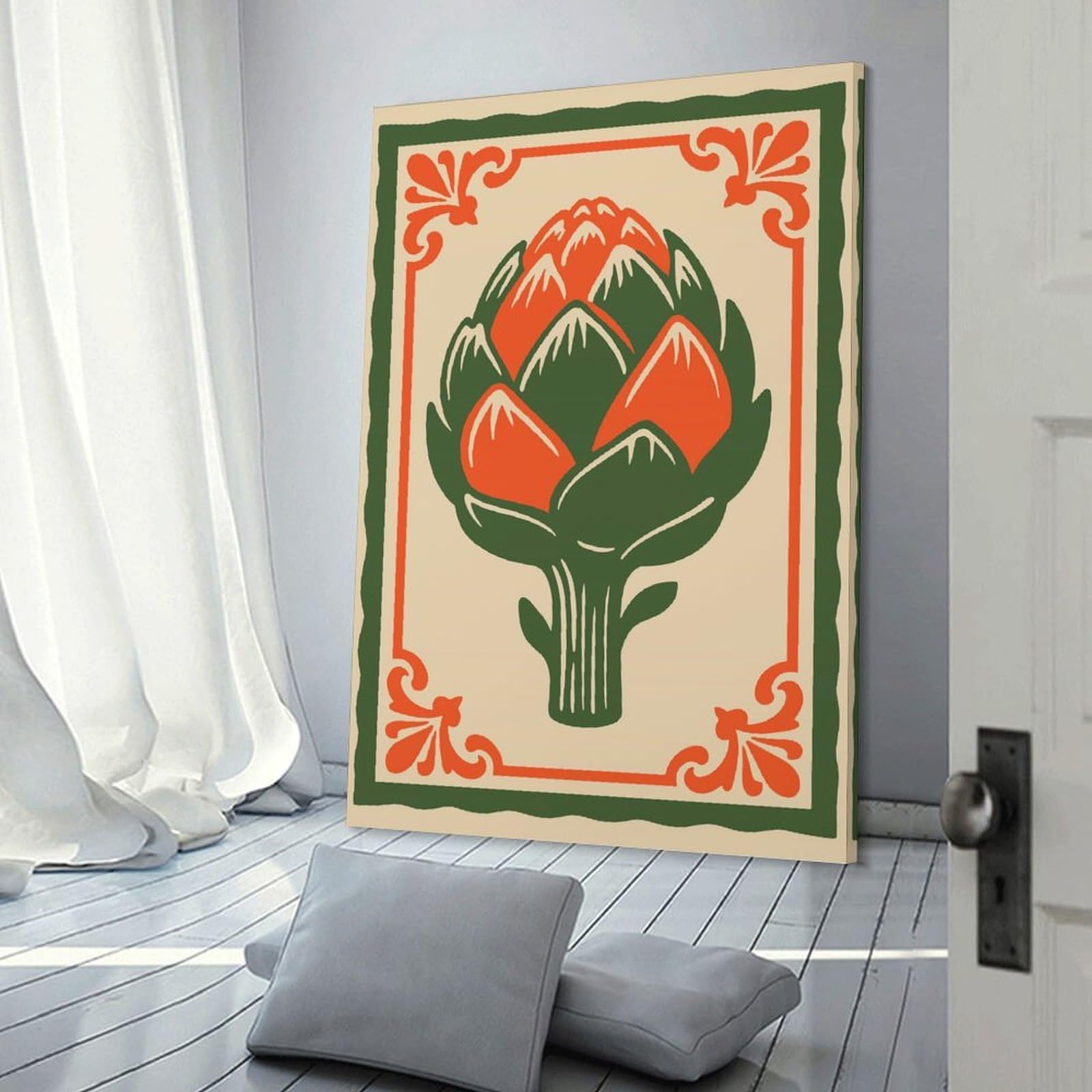 Junmoney Wall Decor Canvas Print Stylized Artichoke Illustration, 20x30inch(50x75cm), for Sofa Walls, Lounge Or Home Corners, Modern Wall Decor for Cosy Interiors
