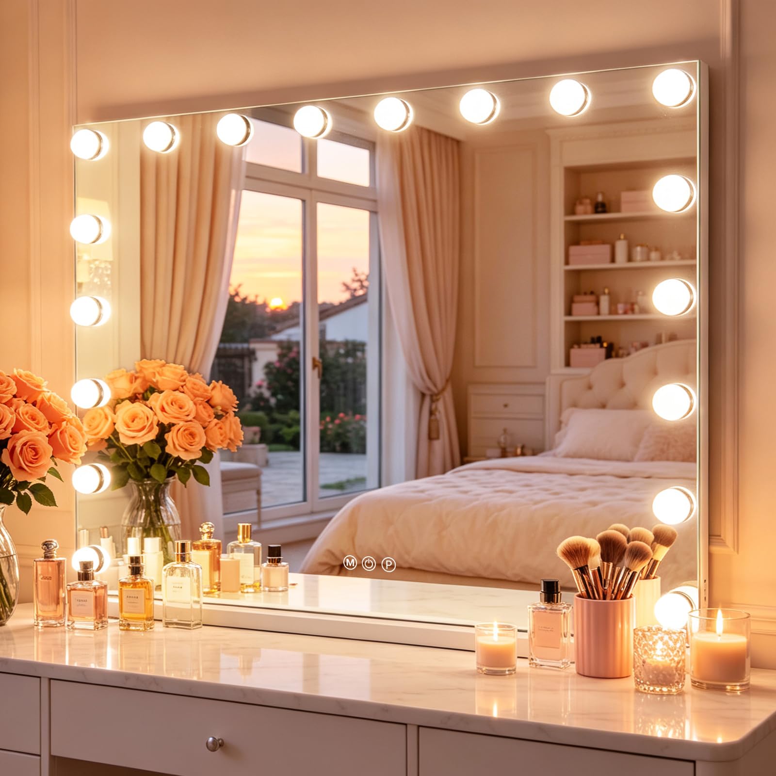 FENCHILIN Vanity Mirror with Lights Hollywood Vanity Mirror 18 LED 80x58 cm