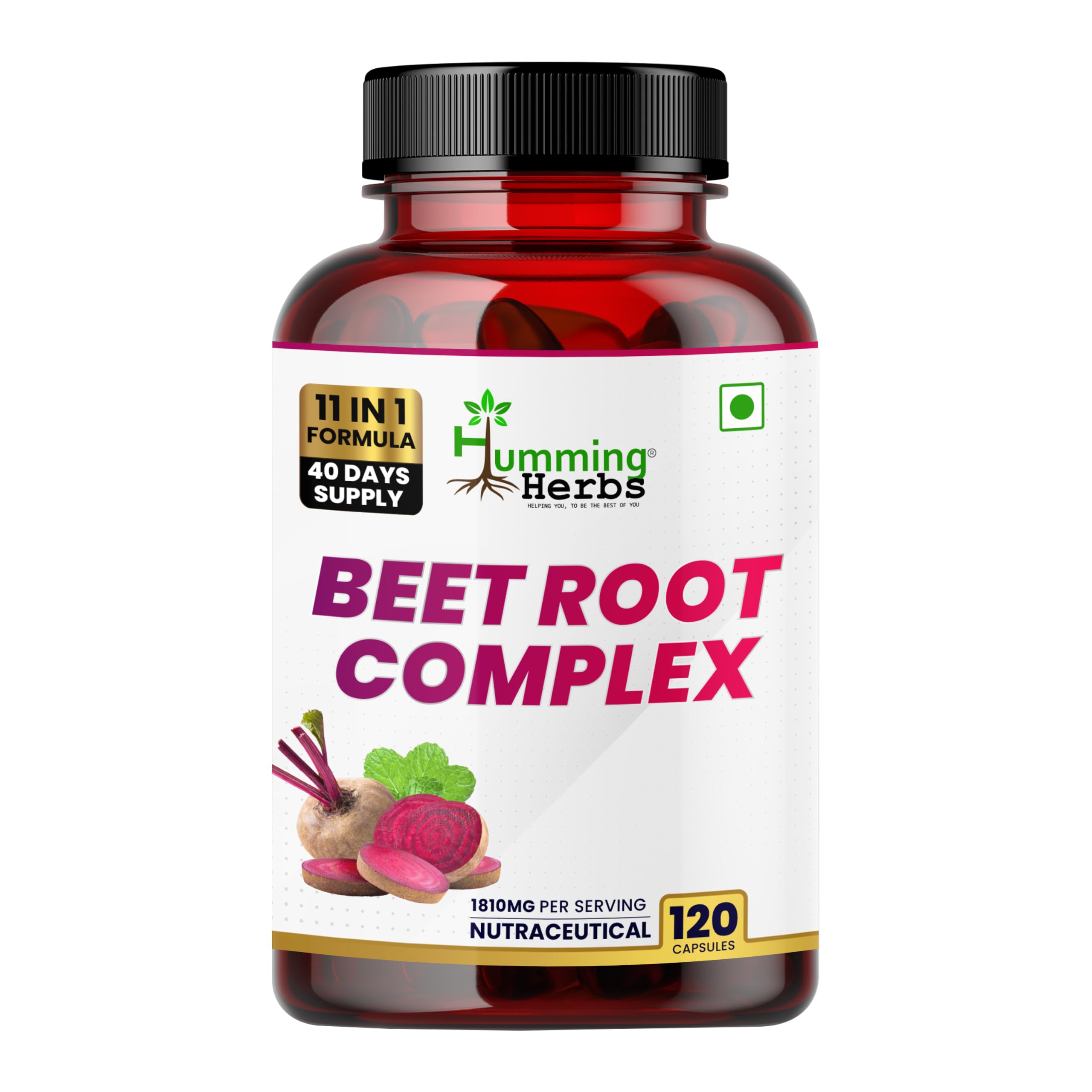 Humming Herbs Beet Root Complex 1780mg with Ashwagandha, L-Citrulline, NAC, CoQ10, B12 & D3 | 11-in-1 Extra Strength Formula | 120 Veg Capsules | 60 Days Supply | Non-GMO-image-41