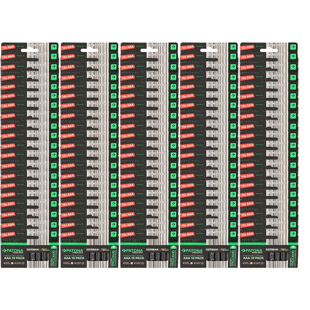 PATONA Lot de 1000 piles AAA de qualité supérieure (100 x 10) - LR03 Micro 1,5 V - Anti-fuite - Durable - Pour la maison, le bureau et le commerce