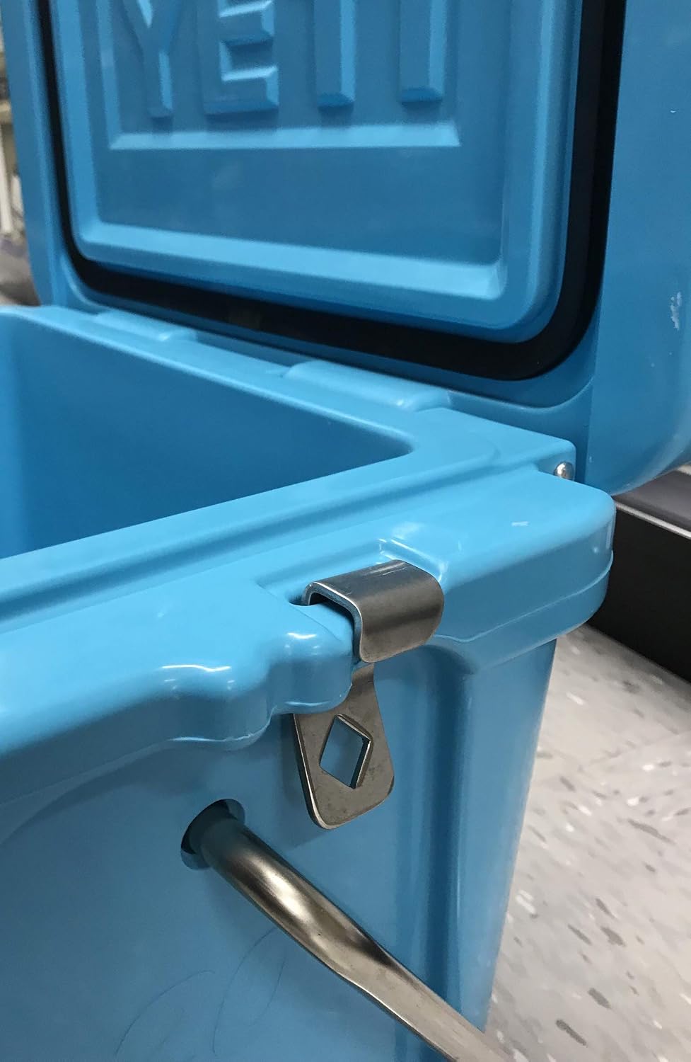 Cooler Lock Bracket Fits Yeti Roadie 20 and RTIC 20, Stainless Steel, Silver, Cooler Mount image 4