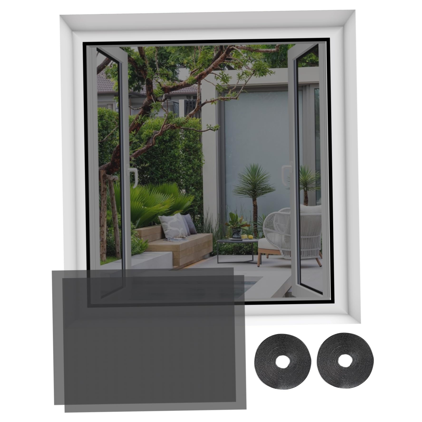 Tela Mosquiteira Autoadesiva DIY - Proteção Contra Insetos 51x59cm Com Velcro