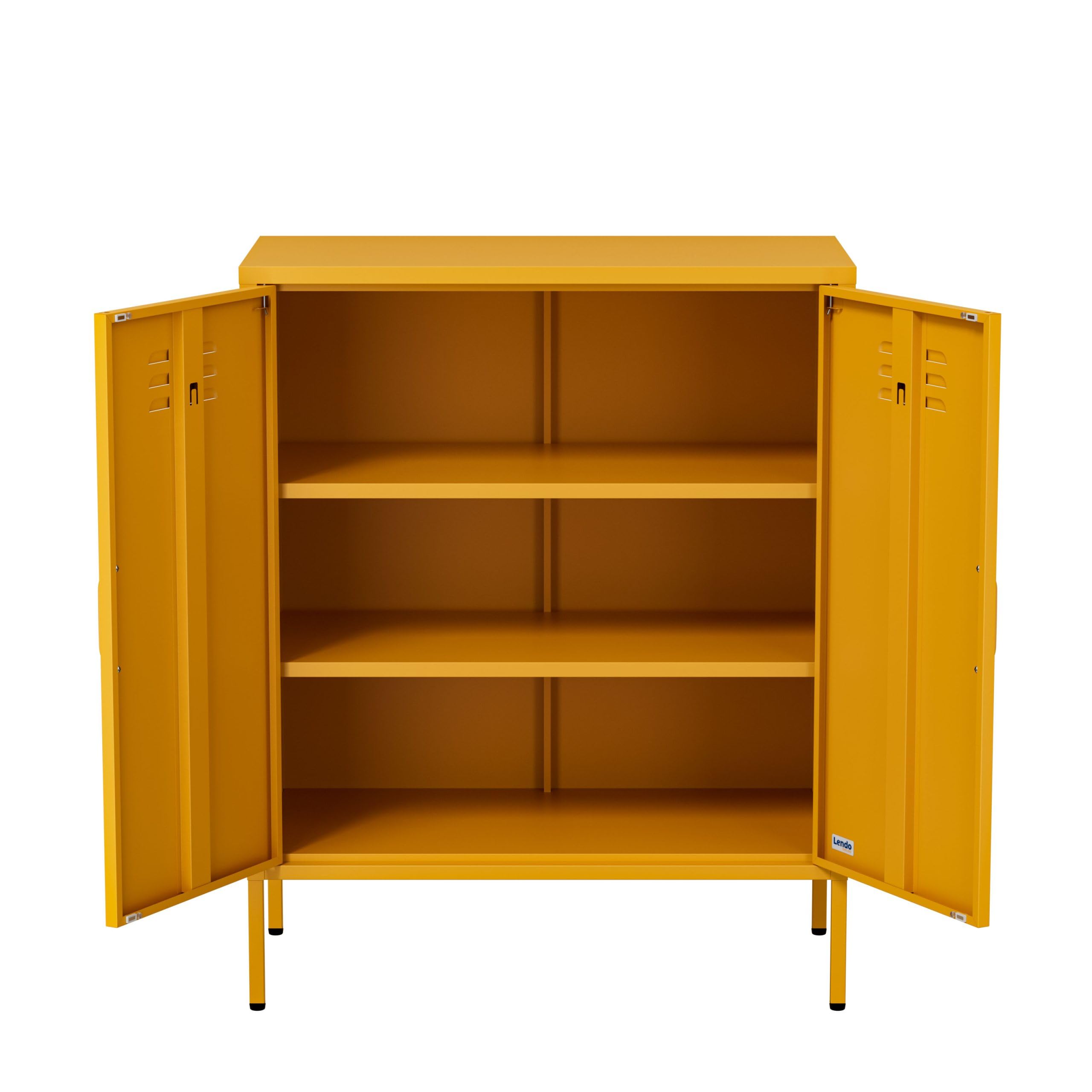 Aparador Metálico – Mueble de Almacenaje Industrial para Salón – 80x40x100 cm – Cómoda de Acero con Recubrimiento en Polvo (Amarillo)