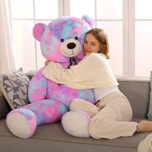 Miniatura 10 de Tezituor Oso de peluche grande felpa gigante de 52 pulgadas regalo suave marrón claro para San Valentín Navidad cumpleaños