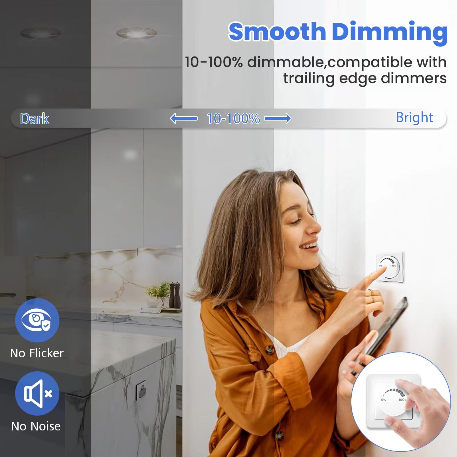 cloksh LED Einbaustrahler 230V Dimmbar LED Spots 5W IP44 Bad Einbauleuchten Schwenkbar Deckenspots,Warmweiß 3000K Neutralweiß 4000K Kaltweiß 6000K Einbauspots für Badezimmer Küche Wohnzimmer