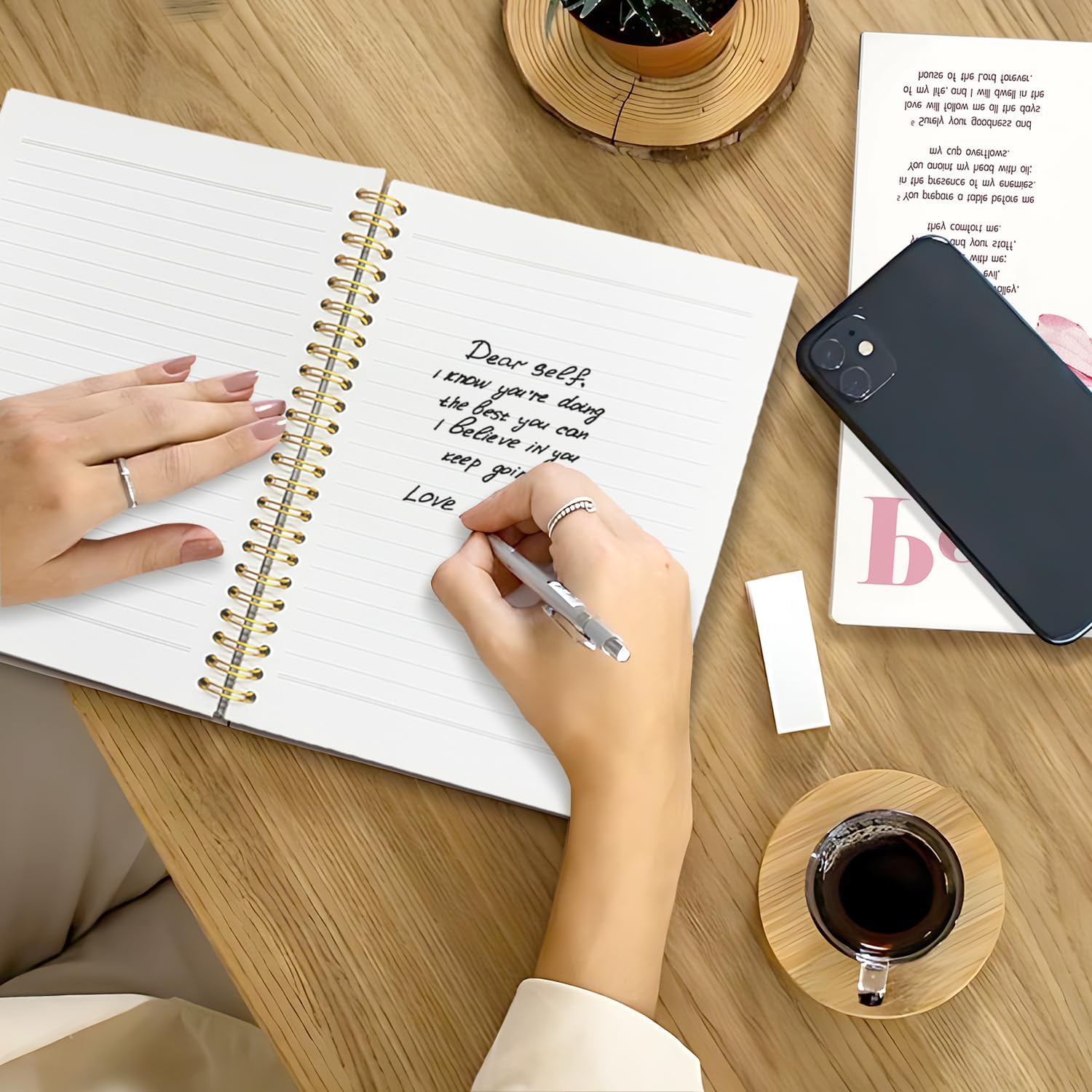 Pink Coquette Bow Christian Spiral Notebook Journal, Psalm 23 Bible Scripture Journal for Women, Christian Religious Gifts for Women, Church Notes Notebooks, 5.5x8.3 Inch - Image 3