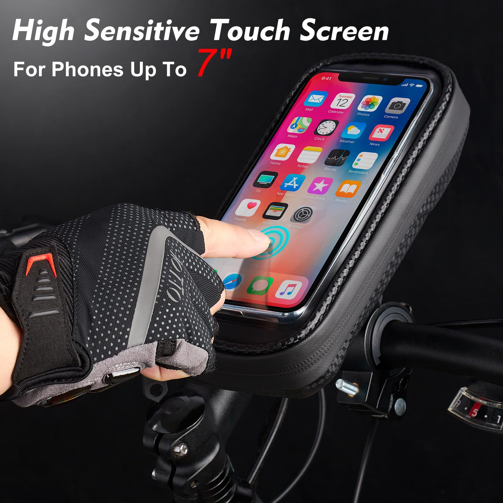 ROTTO Porta Cellulare Bici Borsa Impermeabile Borsa Manubrio Bicicletta e Moto con Supporto Rotazione a 360°per Telefoni Fino a 7 Pollici