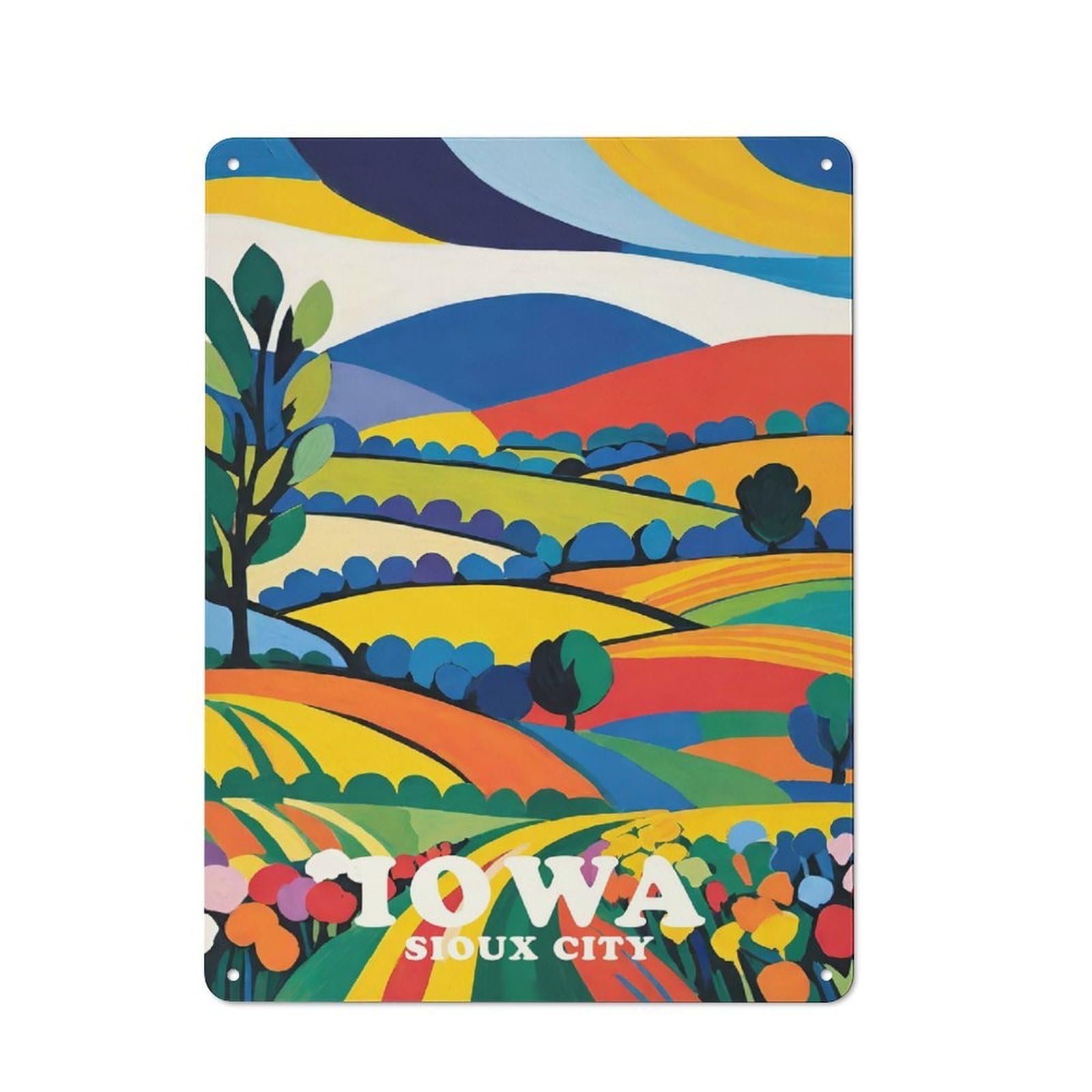 Junmoney Style-16 For Café Or Home Bar, Sioux City Iowa Scenery Retro Metal Plaque 40X30cm, A Winter Wall Decor Update For Café-Style Decor Fans