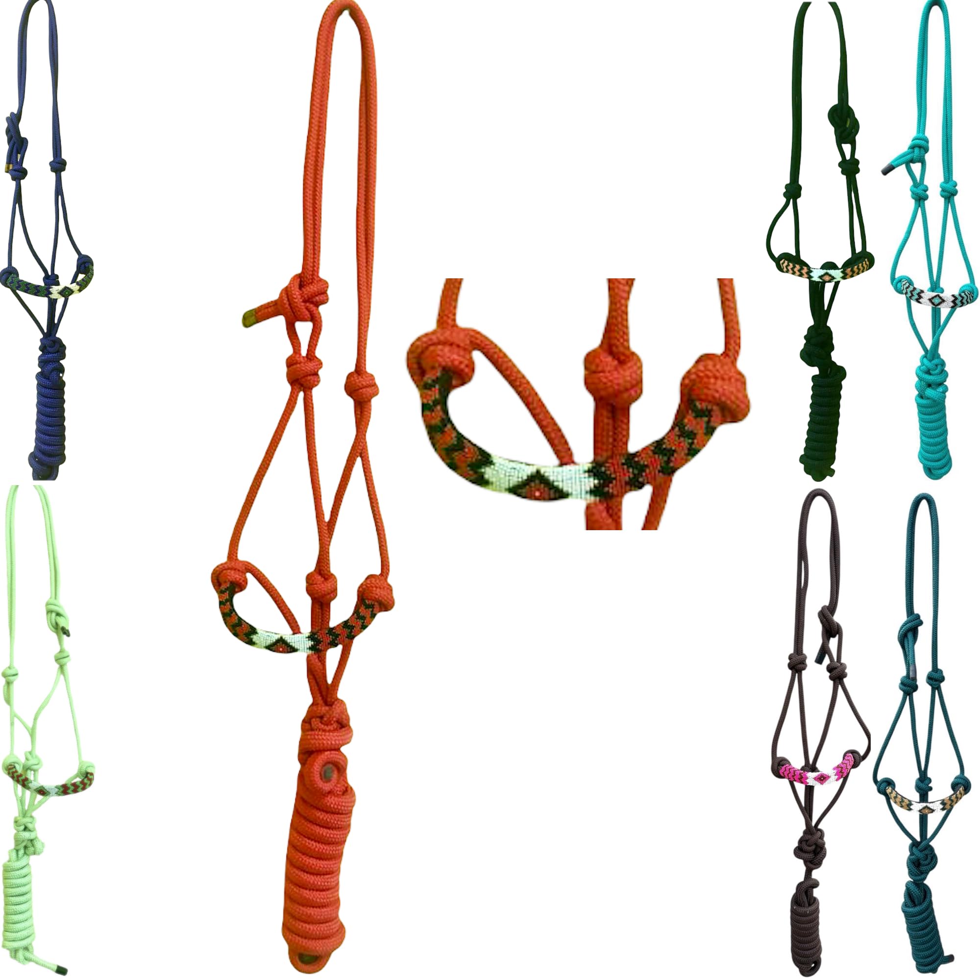 Majestic Ally Capezza imbottita in corda intrecciata con perline e guinzaglio abbinato da 25,4 m (rosso)