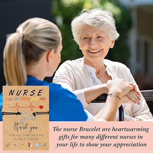 Miniatura 6 de Yinkin 16 juegos de pulseras de regalo para enfermeras, regalos de agradecimiento de enfermería a granel con tarjeta de bendición para el día de la
