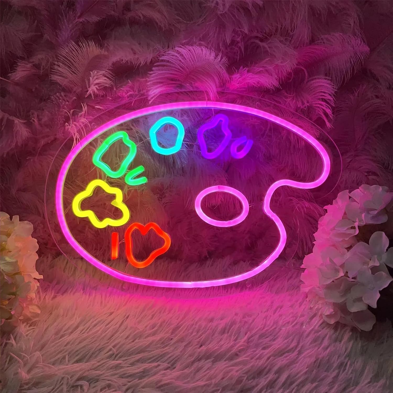 Paint Palette Neon Sign Dimmable Art Palette Neon Signs for Wall Decor USB Powered Art Painting Light Up Sign Colorful LED Sign for Classroom Decoration