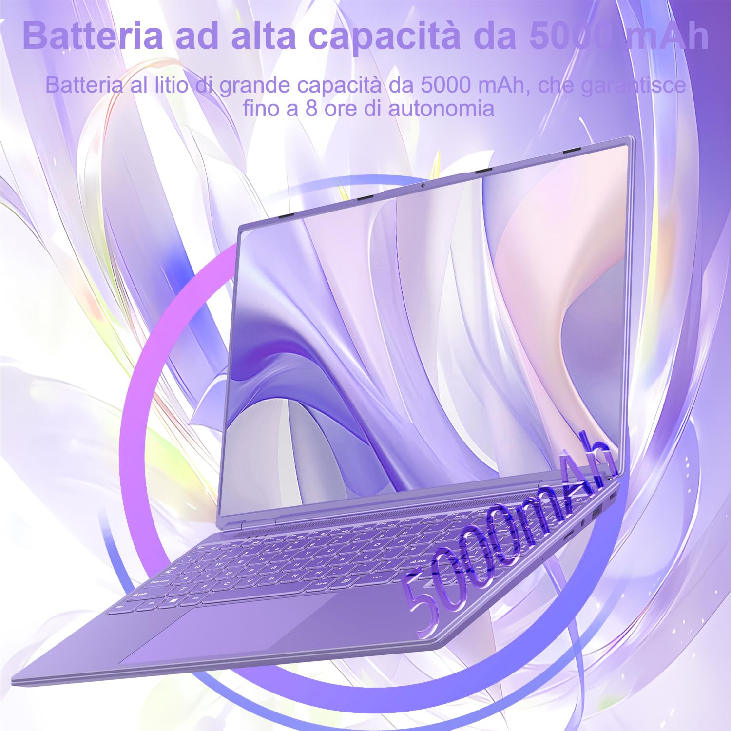 PC Portatile Computer Portatile Laptop Win11 12GB 512GB 1TB SSD Espansione, Notebook 16 Pollici Celeron N5095 (fino a 2.9Ghz) 丨Ventola di Raffreddamento丨5G WIFI丨1920 * 1200 2K Schermo Doppio- Viola