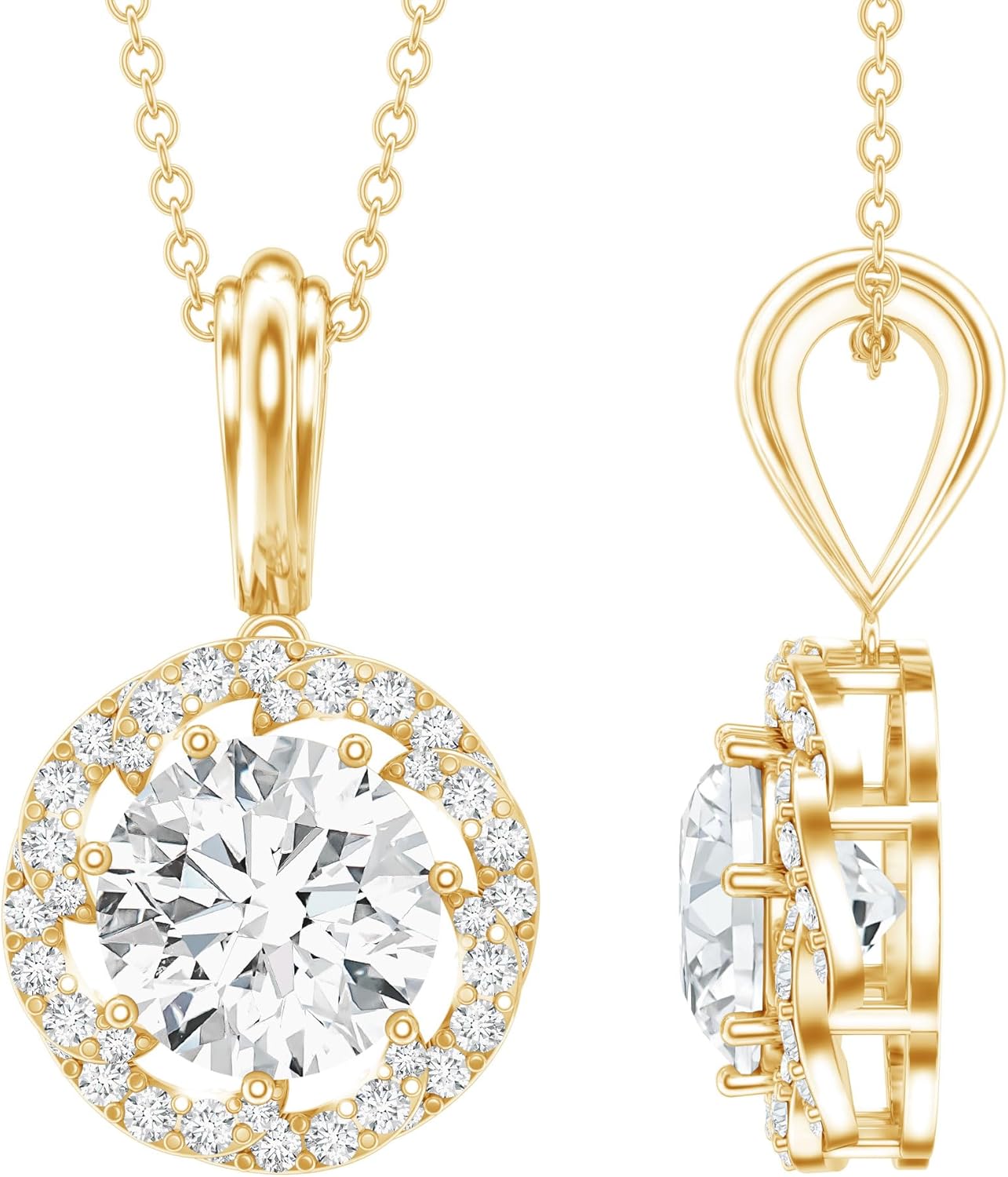 Certified 2 Carat diamond Necklace For Women, Ef-Vs Quality,