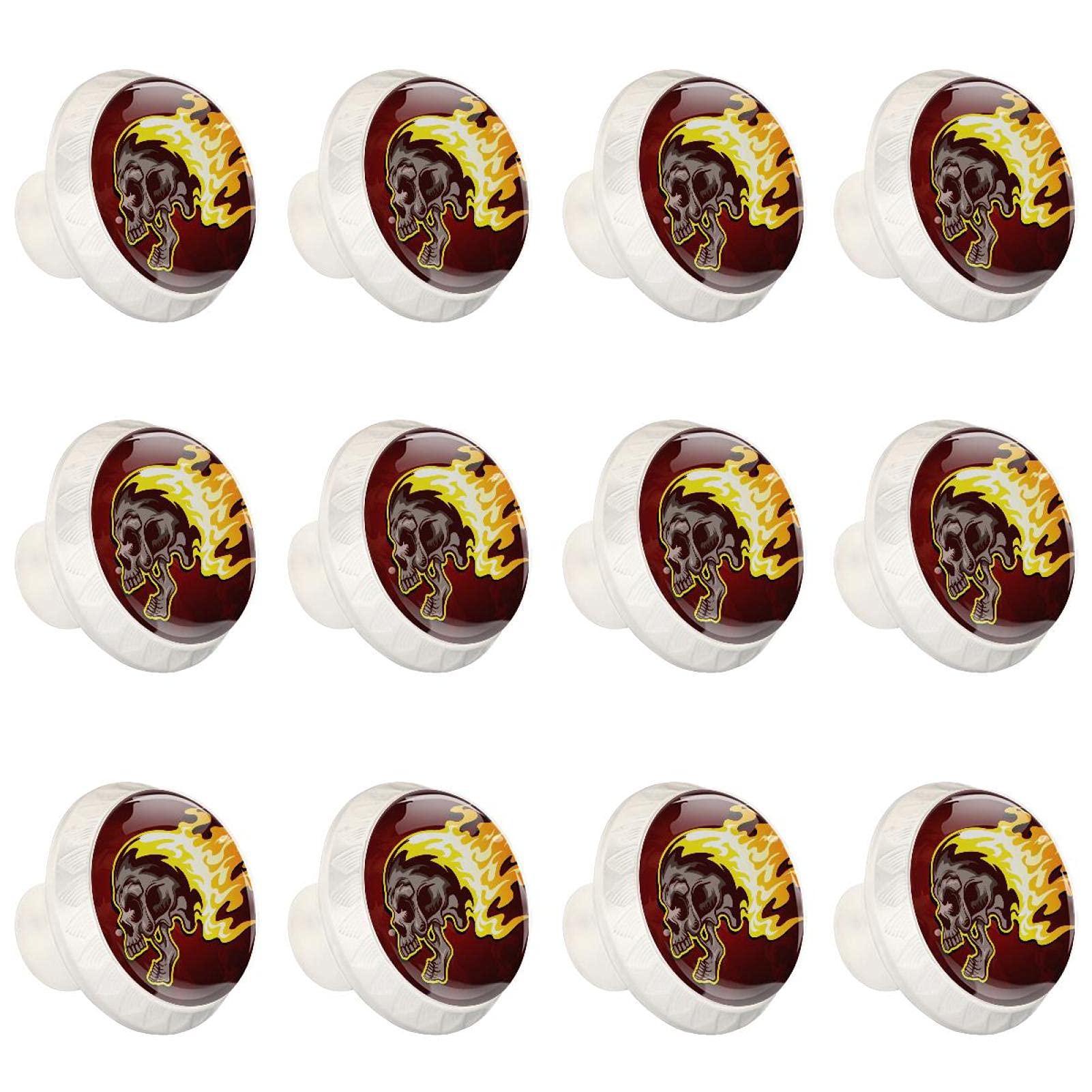 Boutons d'armoires de cuisine ronds motif crâne pour commode et placard