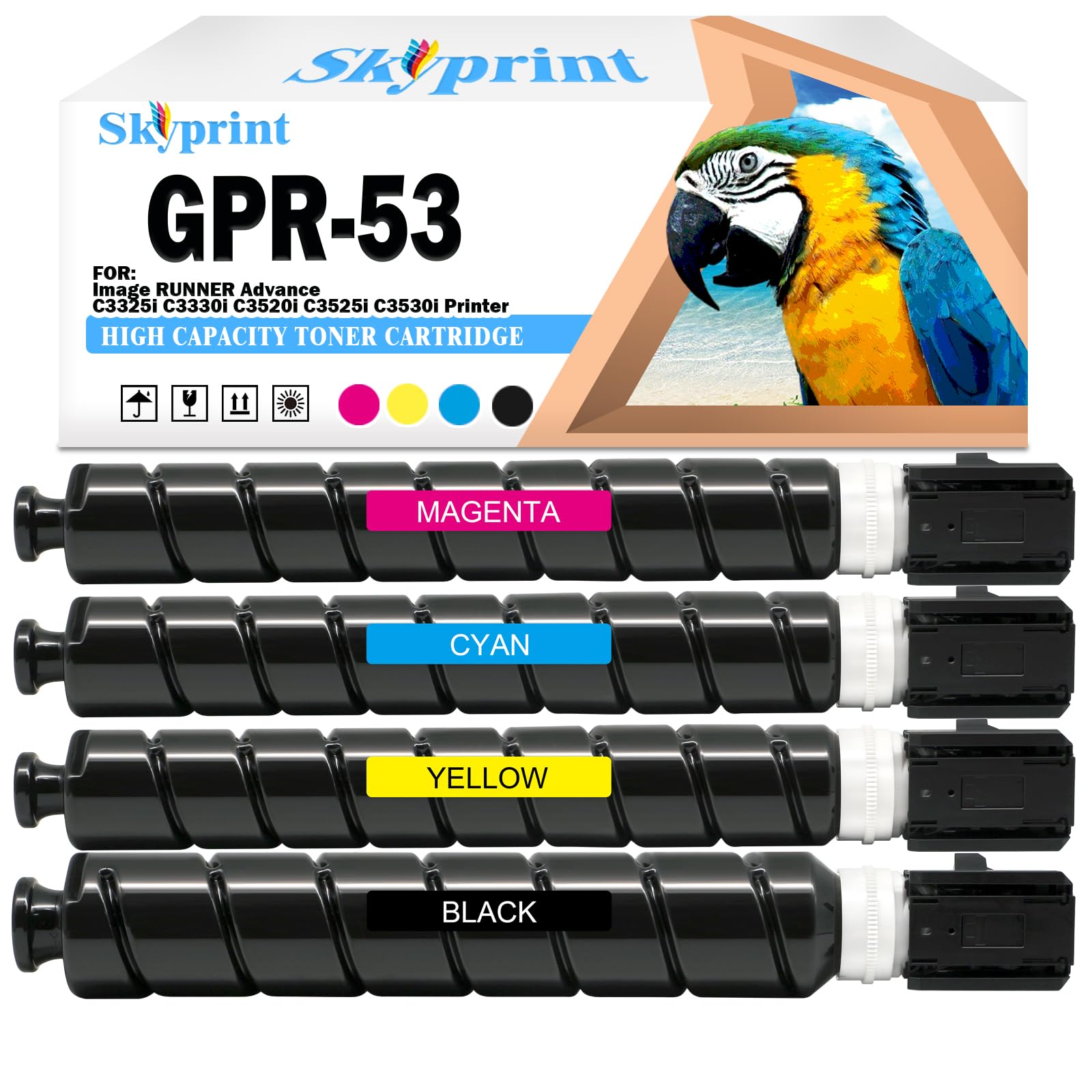 GPR53 GPR-53 Toner Cartridges Compatible for Canon ImageRunner Advance C3325i C3330i C3520i C3525i C3530i Printer.GPR53 Black Cyan Yellow Magenta