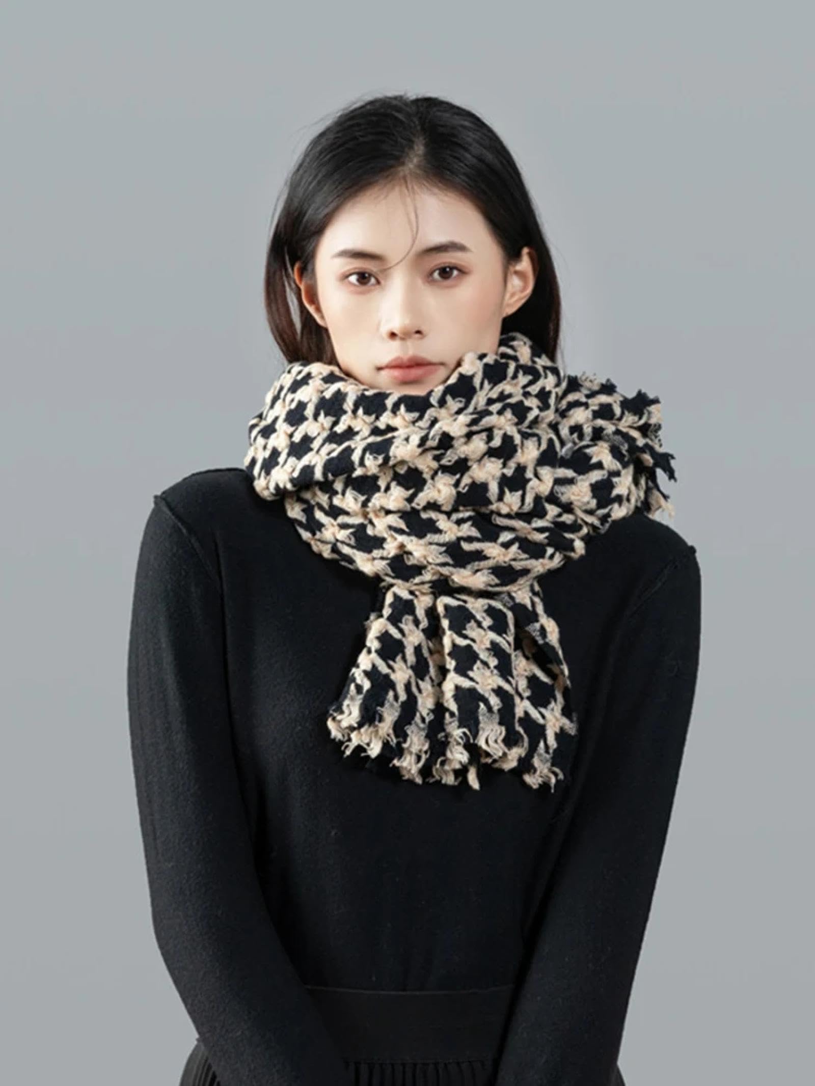 Schals Tücher Halstuch Scarf Frauen Schal Herbst Winter Vintage Hahnentritt Scarve Warm Femme Foulard Wrap Schal