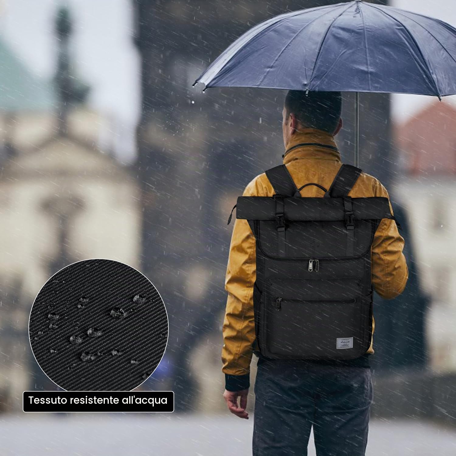 Lubardy Zaino Porta PC 17 Pollici per Uomo e Donna Zaino da Viaggio | con Foro USB, Scomparto per Laptop e Cinghie per Bagagli, per Università, Lavoro, Escursioni