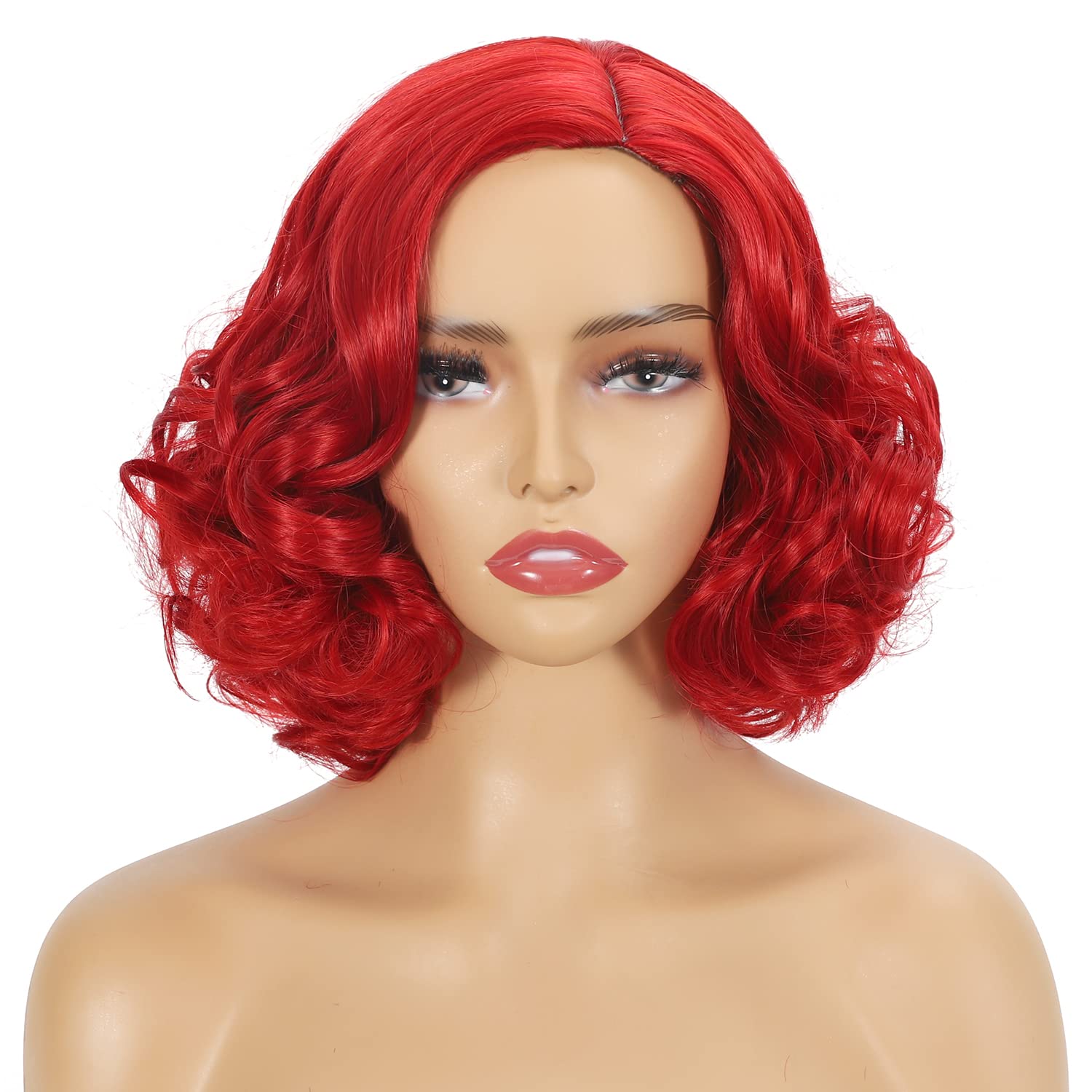 Xuehua Short Red Curly Wig For Women Synthetic Natural Wavy