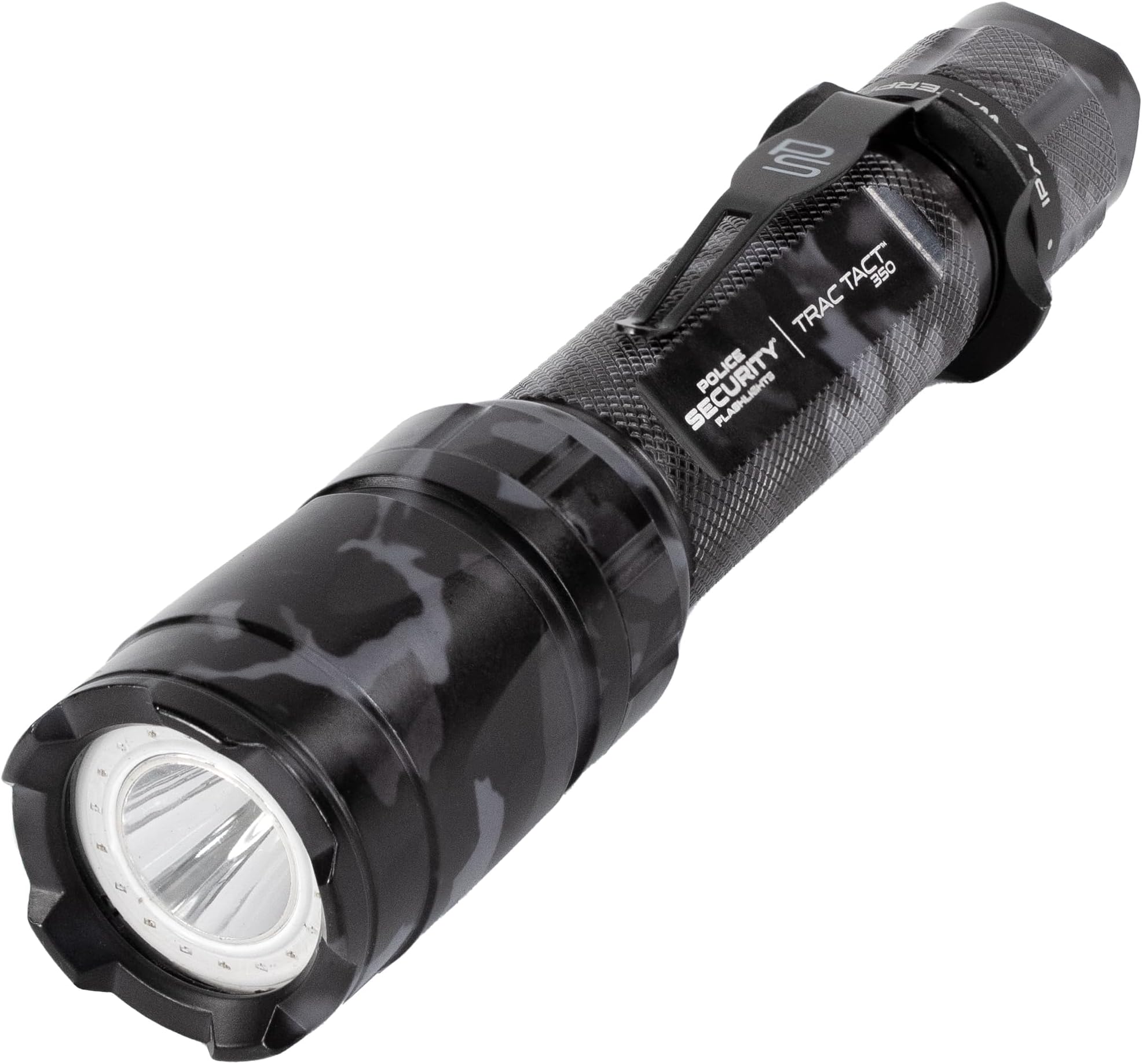 Police Security Trac Tact 2AA Camouflage | 350 Lumens | Belt Clip | 5 Light Modes | Water Resistant