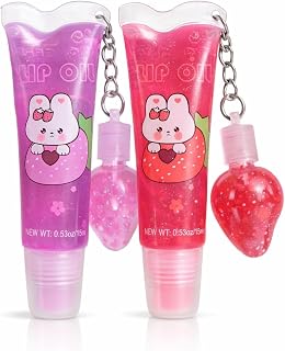 HUDA GIRL 2-in-1 Cute Tube Design Lip Gloss Set – Strawberry Scented, Pink Transparent Lip Gloss Combo for Girls, Waterpro... Price In India