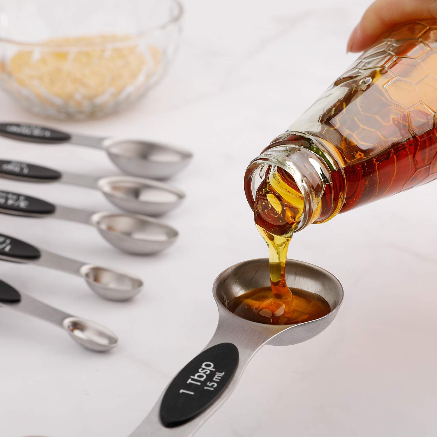 Progressive International Messlöffel-Set Magnetisch – 5-teilig, Schwarz/roségold, 1/4 TL Bis 1 EL