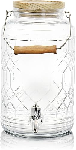 Miniatura 3 de Gibson Home Dispensador de bebidas de vidrio Duval de 0.95 galones con tapa y mango de madera