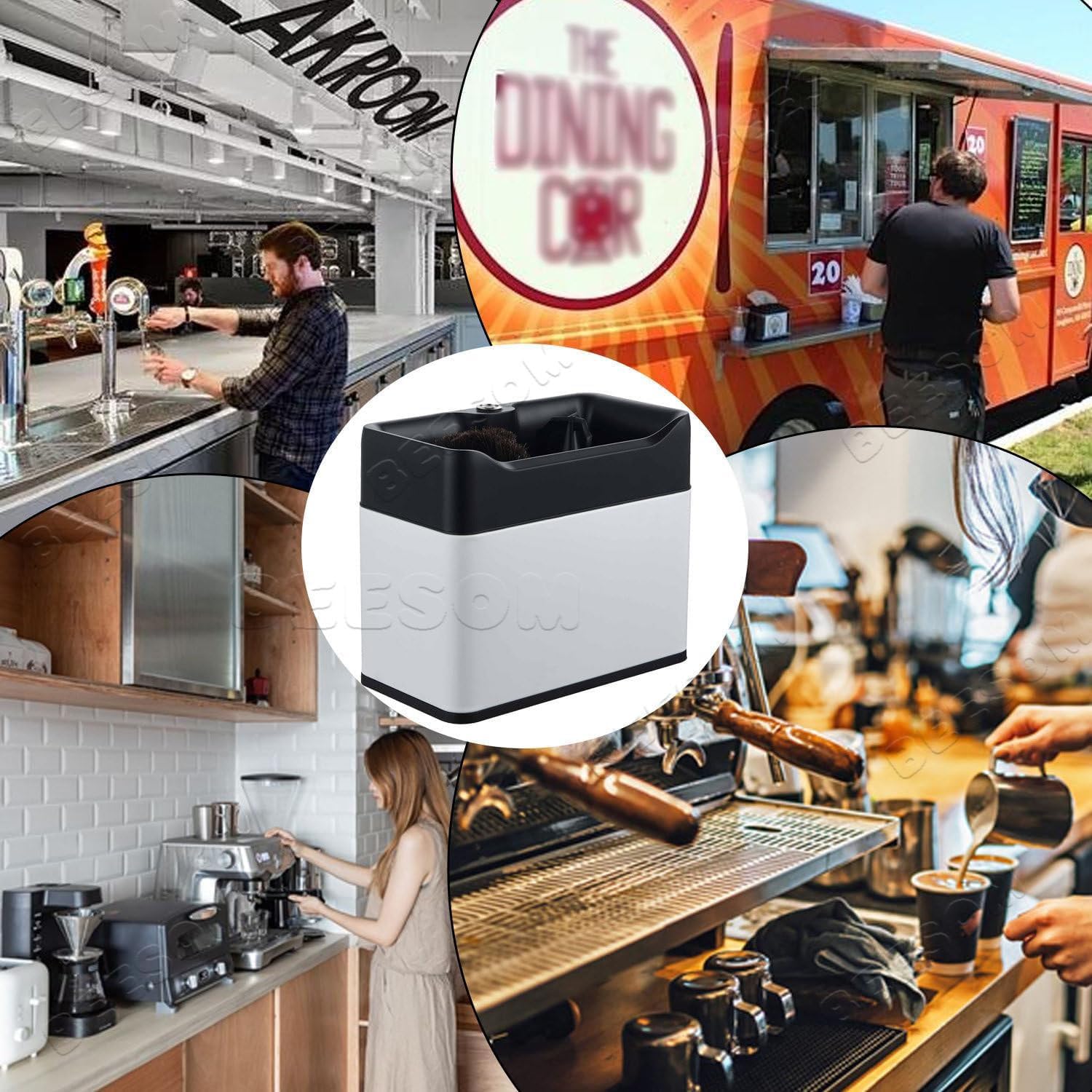 Limpiador Portafiltros Cafe Eléctrico,Limpiadora Portafiltros Eléctrica, Limpieza automática,1 Cepillo+2 raspadores,Compacto,para Barista y Uso doméstico Black