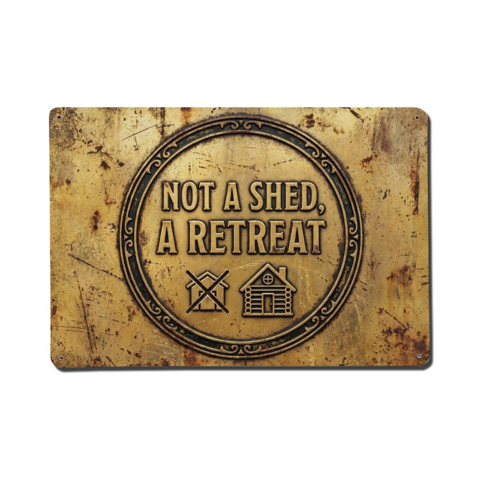 Botanical Life Not A Shed Retreat Refuge Vintage Metal Tin Sign Plaque Wall Decor for Cafe, Man Cave, Club Bar, Office, Home Garden Round Metal Poster 8x12Inch