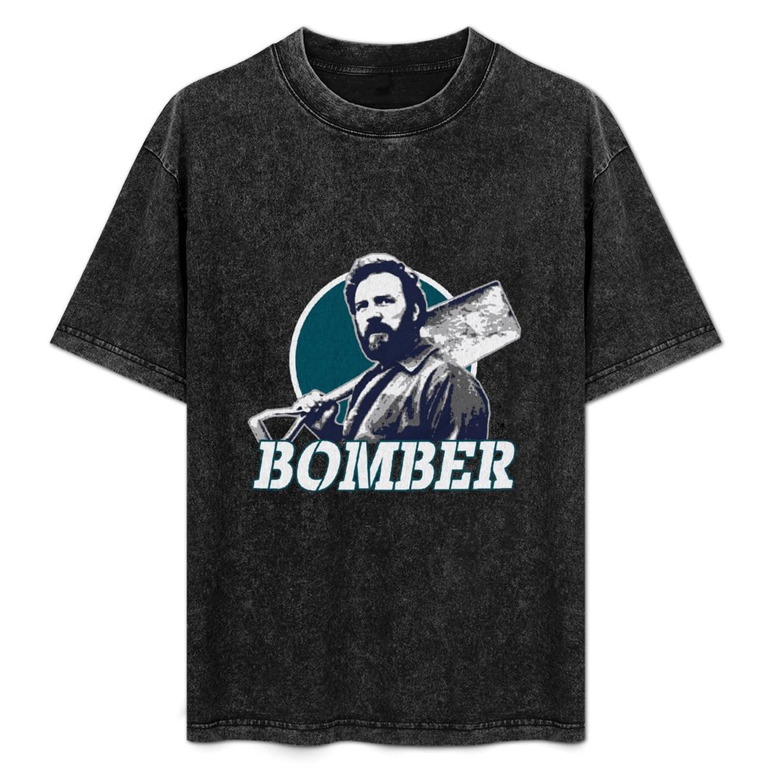 Bomber Auf Wiedersehen Pet Summer Casual Tee Short Sleeve Crew Neck Cotton Tops Unisex Washed Vintage T-Shirt Black XXXL