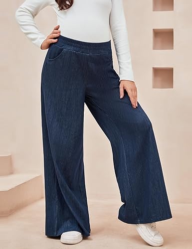 Miniatura 2 de Bhome Pantalones de maternidad de pierna ancha, jeans de maternidad elásticos para mujer, pantalones de embarazo cómodos con bolsillos casuales