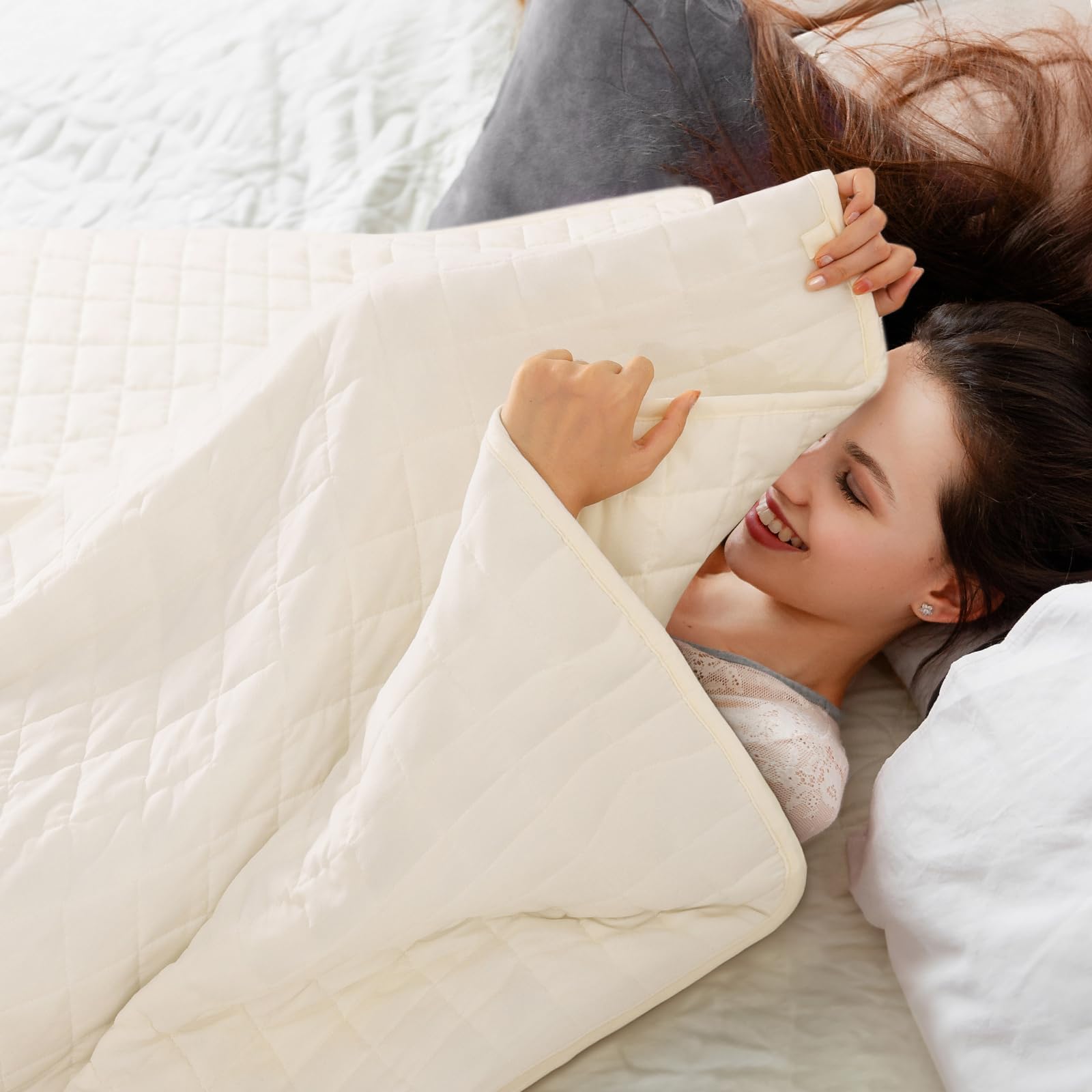 Downluxe Couverture Lestée De 6,8 Kg Avec Perles De Verre Pour Toutes