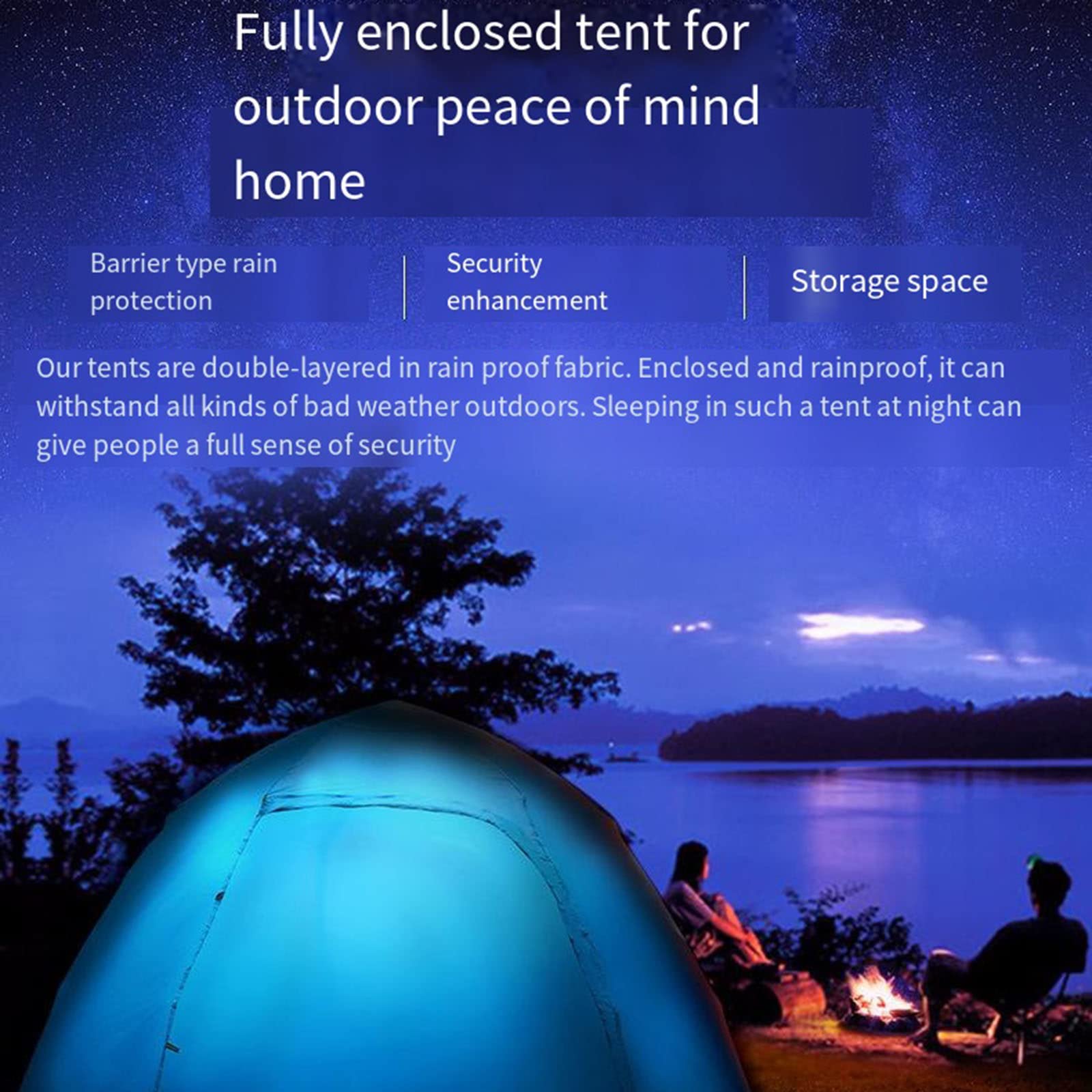 Familia Completamente Automática para Varias Personas Camping Doble Capa A Prueba De Lluvia Y A Prueba De Sol Campo De Ocio Tienda De Campaña Hexágono De Gran Espacio,Blue
