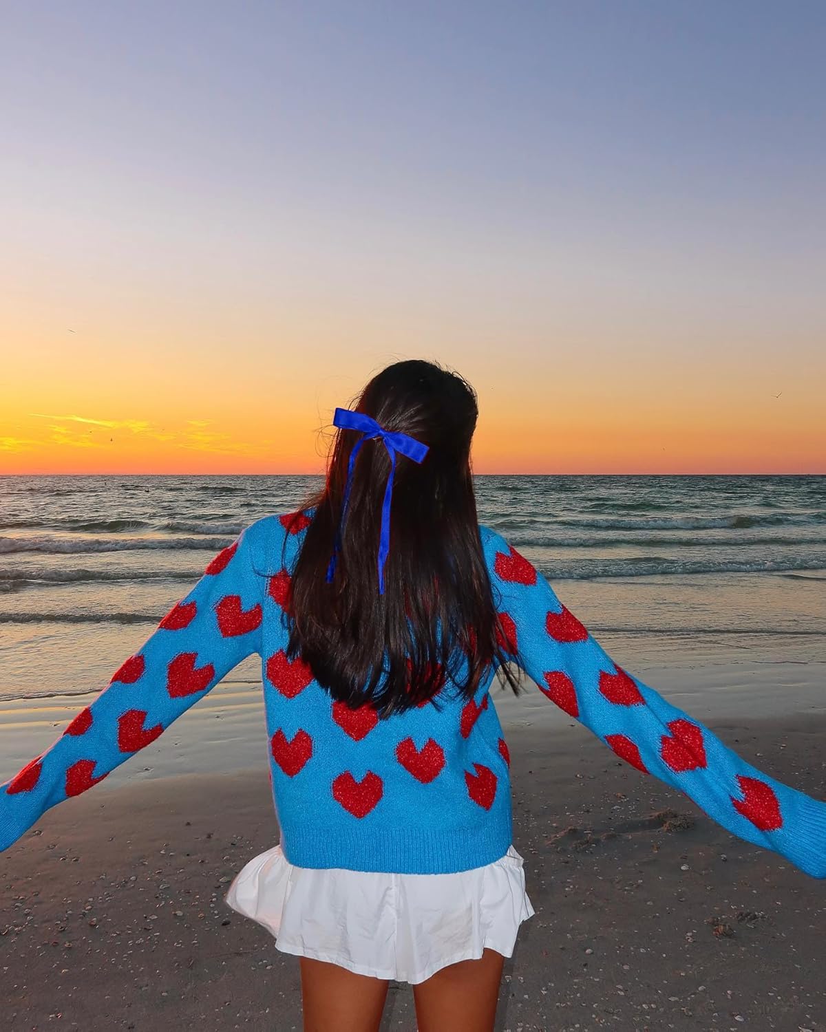 Ayesha Blue Hair Bows Clips Royal Blue Bow Hair Ribbon Bowknot with Long Tail Blue Bows Barrettes Hair Accessories for Women Girls 4PCS