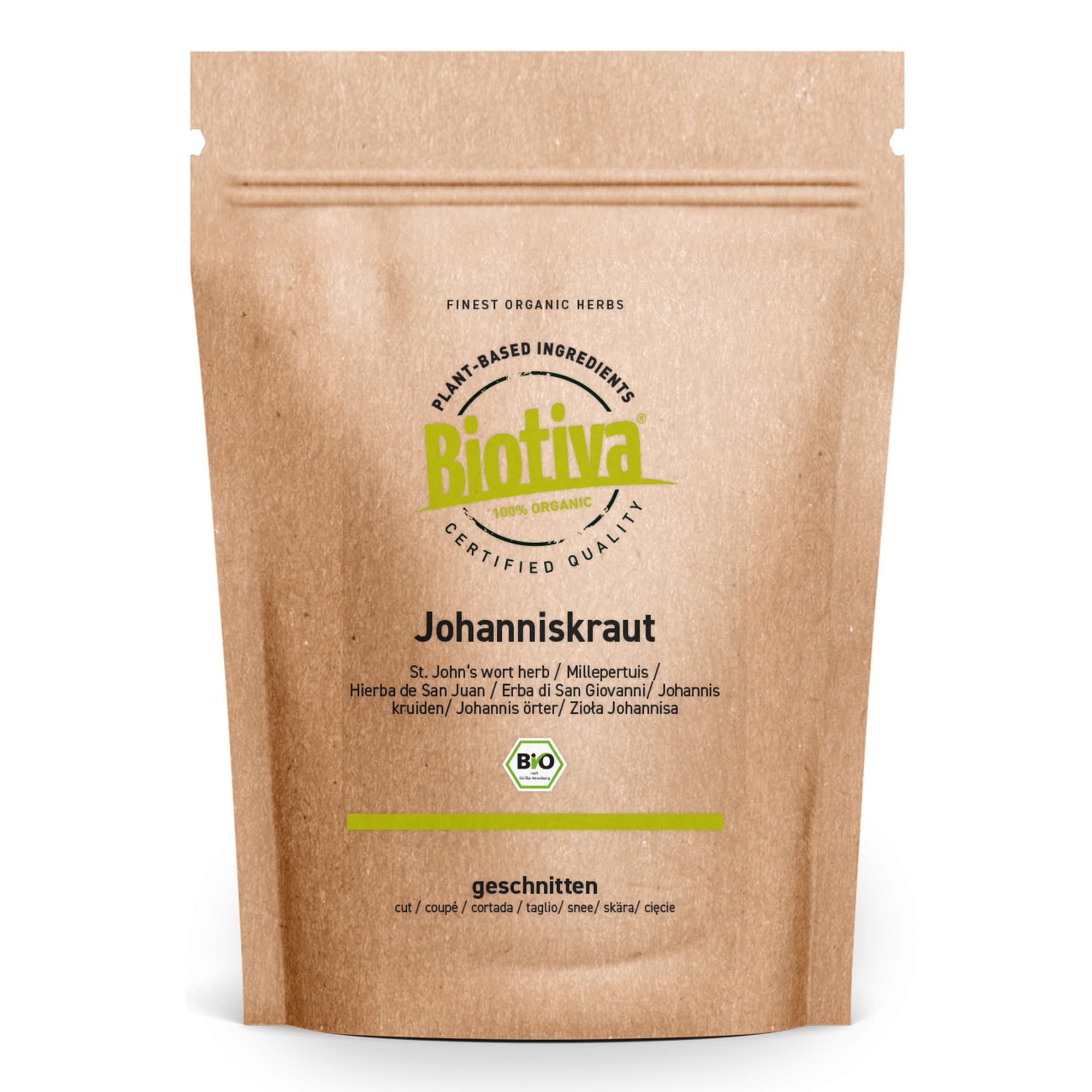 Tè di iperico bio 100g | Vero iperico tagliato | hypericum | imbottigliato e controllato in Germania | Biotiva