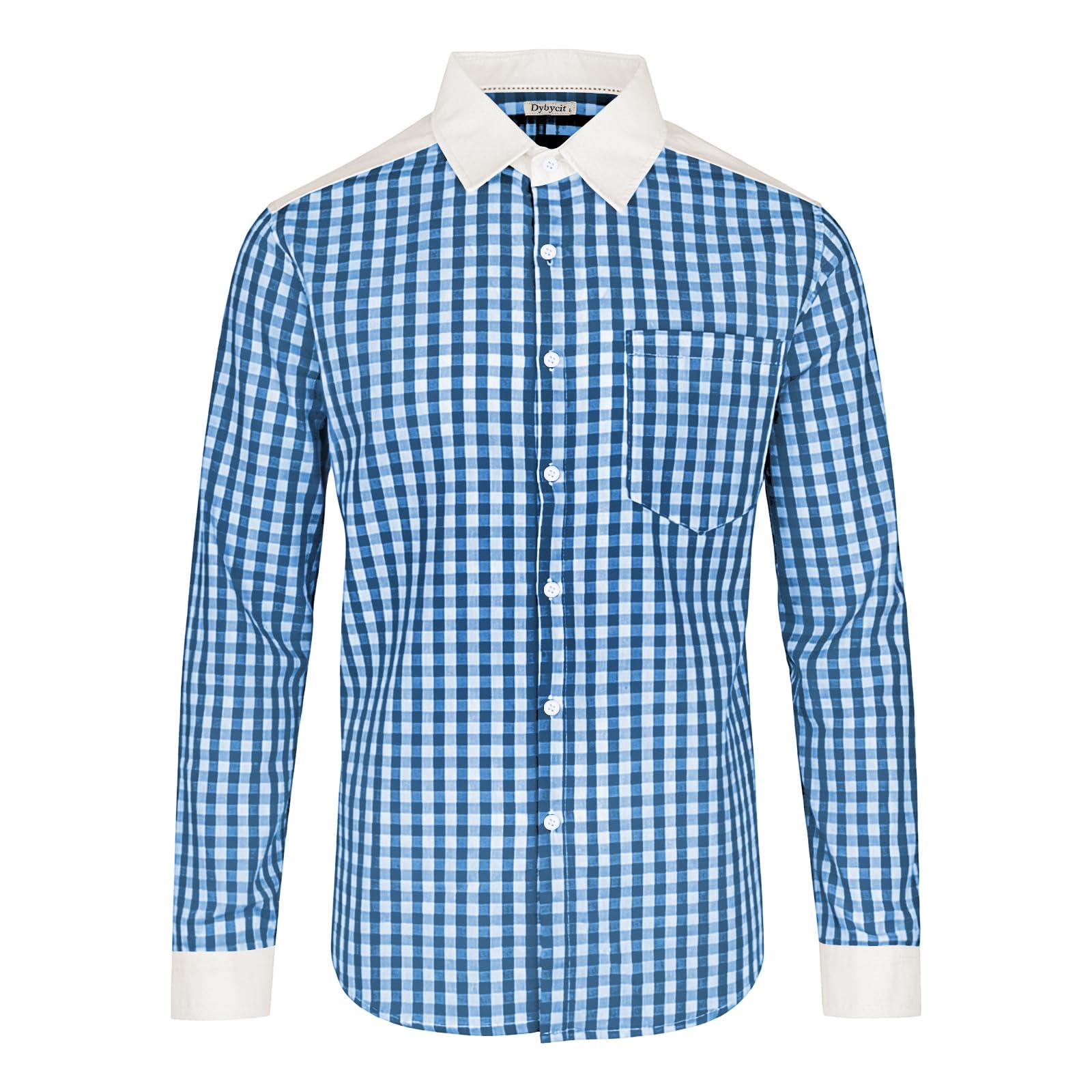 Dybycit Herren Kariertes Hemd Langarm Baumwolle Button Down Regular Fit Oktoberfest Männer Freizeithemd mit Brusttasche