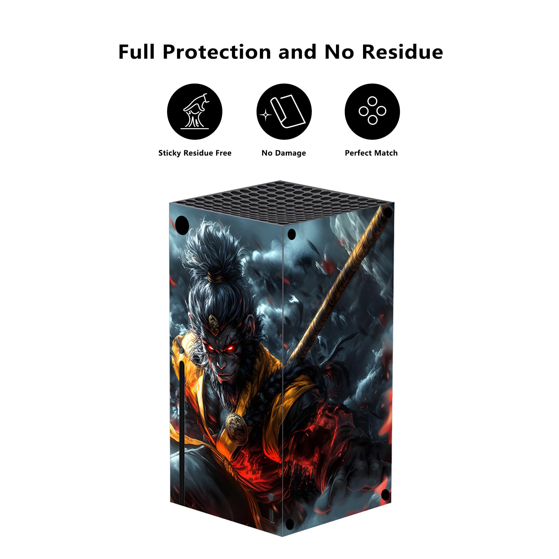 playvital Autocollant Manette pour Xbox Series X Accessoires Protection,Stickers pour Xbox Series X Console Skin-Tempête de Nuages Wukong