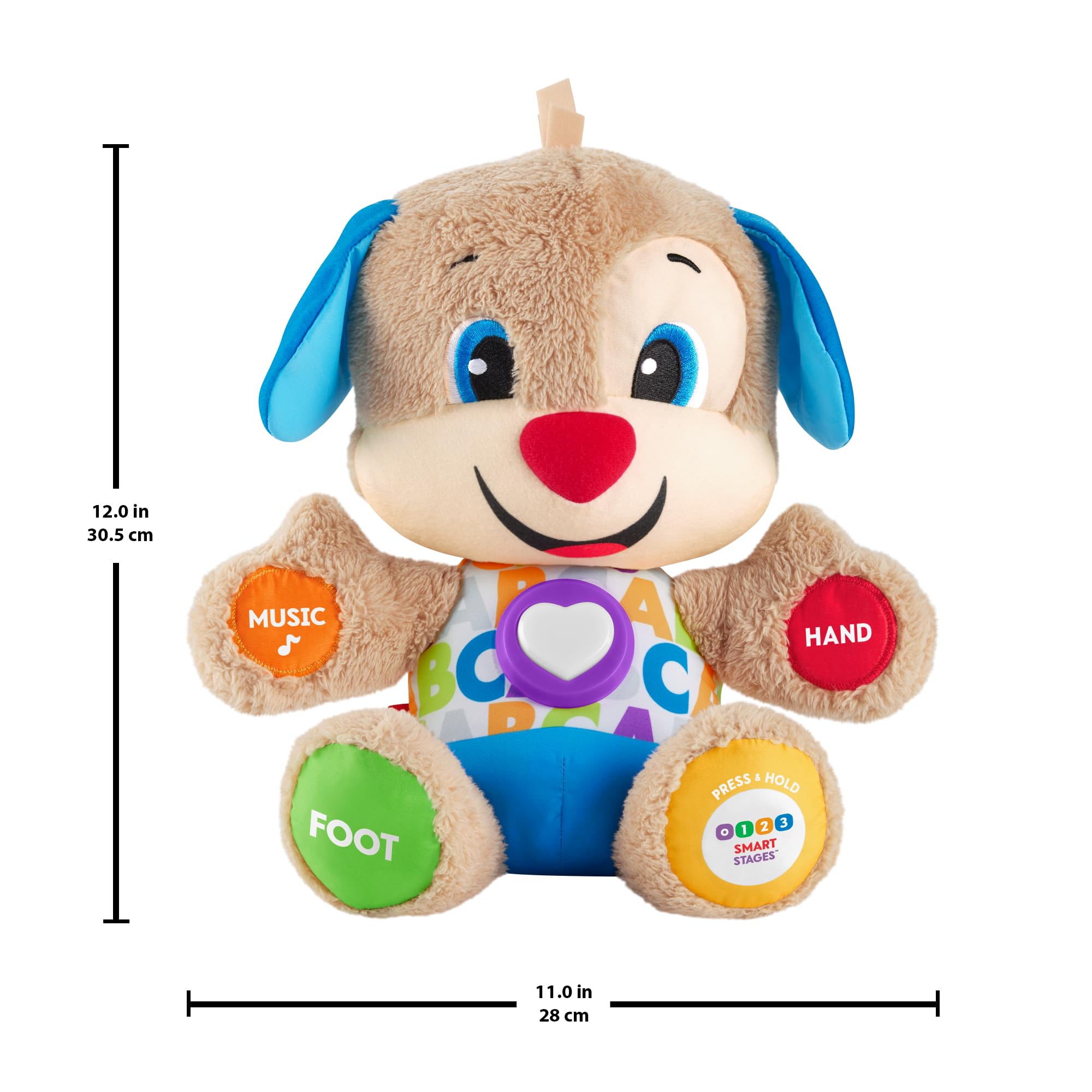 Fisher-Price Il Cagnolino Smart Stages Ridi & Impara, Morbido Peluche educativo per Imparare Le Prime paroline, con 75+ Canzoni, luci e Melodie, 6+ Mesi, Edizione: Svedese, FPM65