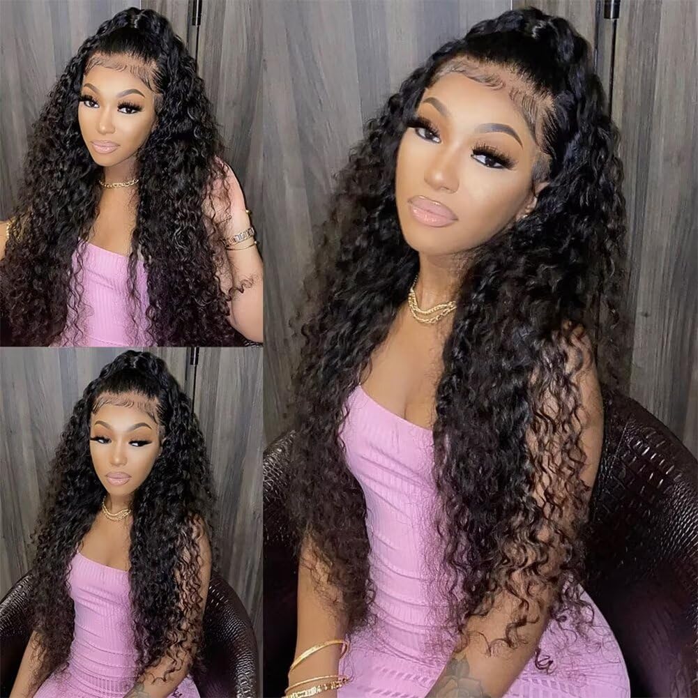 12A Water Wave HD Lace Front Wigs Human Hair 13x6 180% Density Deep Wave Curly Wet and Wavy HD Lace Front Wigs Human Hair Wigs for Women 24 Inch Pre Plucked with Baby Hair Natural Hairline - Image 3