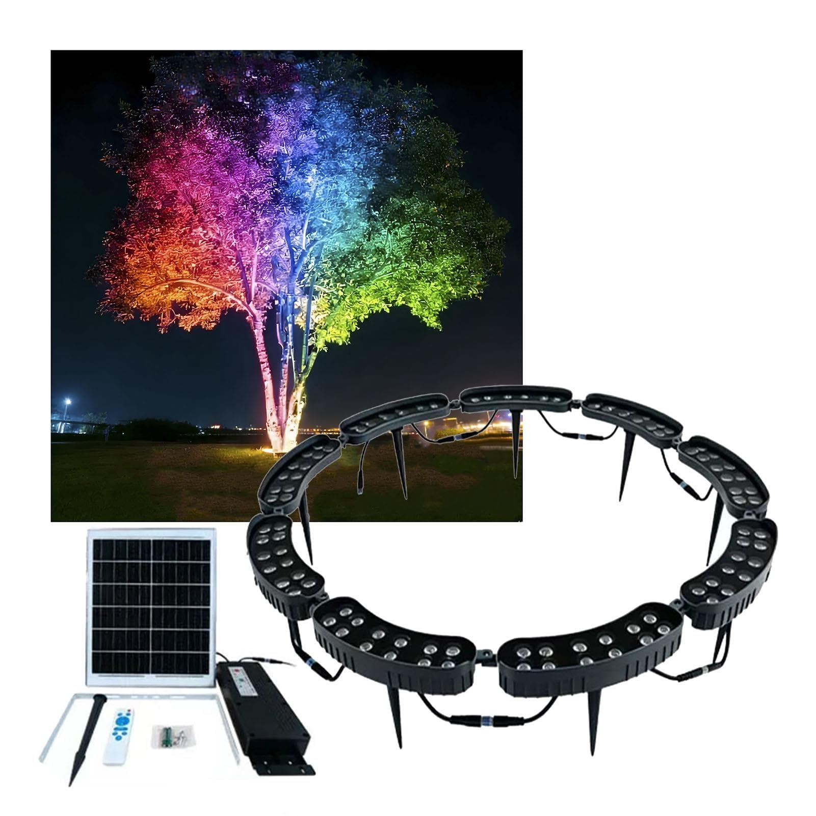 Luci Per Albero Ad Anello Solare RGB, Faretto A LED Per Giardino Sul Retro