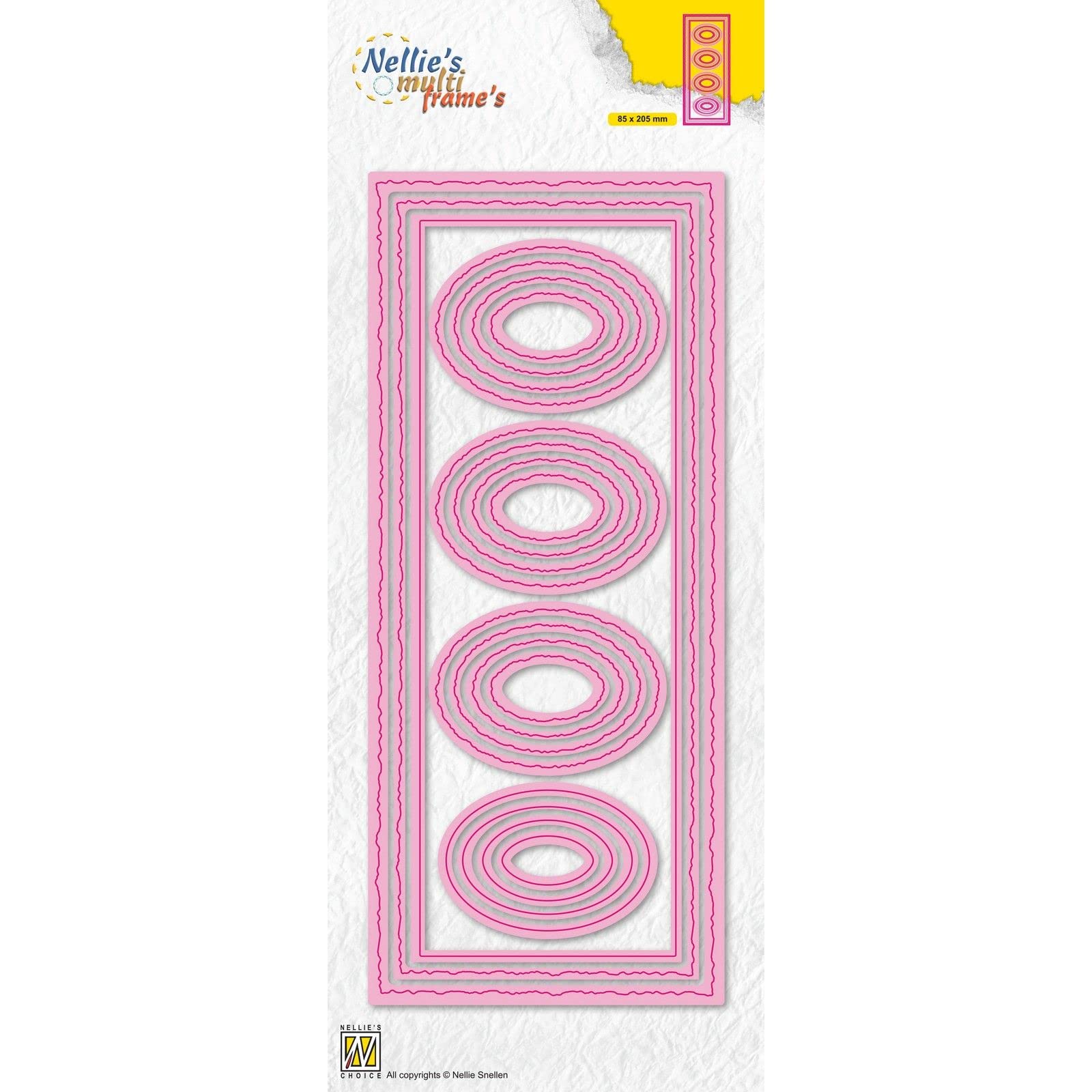 Nellie's Choice Nesting, Oval Multi Frame, 8.5 x 20.5 cm, 19 Cutting, Card Making Supplies, Metal Dies for Scrapbooking, DIY and Paper Crafts, Pink, 85x205mm