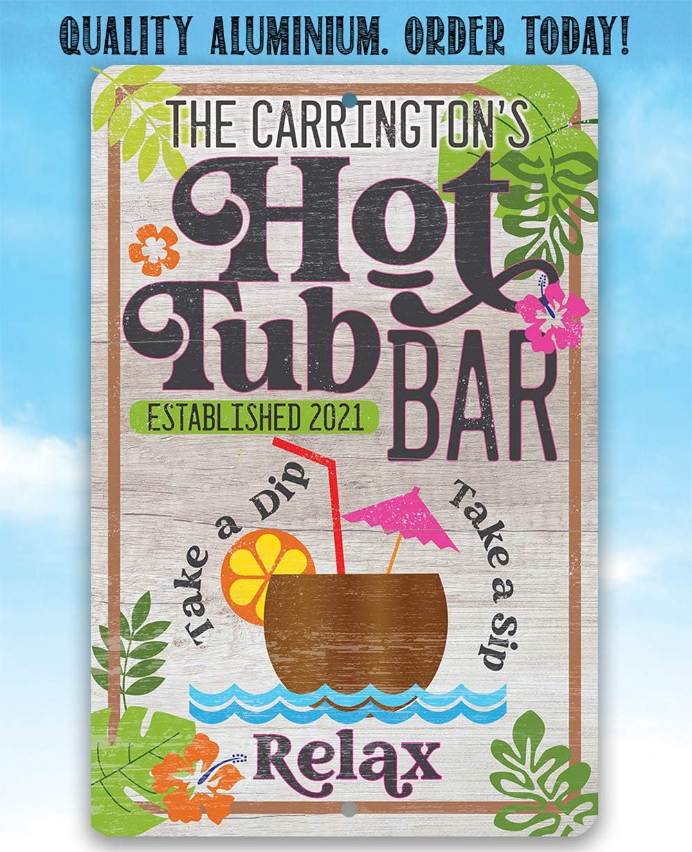 Hot Tub Accessories for Adults - Personalized - We Don't Skinny Dip We Chunky Dunk - Metal Sign - Indoor/Outdoor Hot Tub Signs - Funny Signs, Outdoor Patio Decor, Backyard Decor Signs for Hot Tub Area