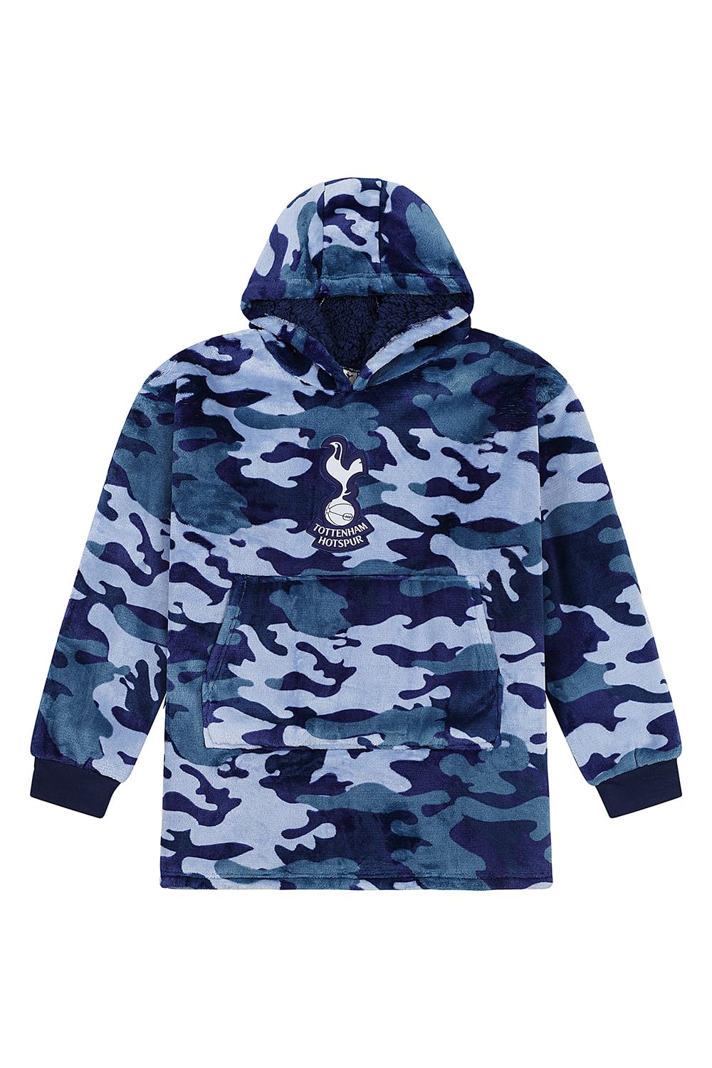 Tottenham Hotspur Football Club Boys Camouflage Fully Lined Luxury Fleece Hoodie, Oversized Spurs Fleece Blanket Hoody