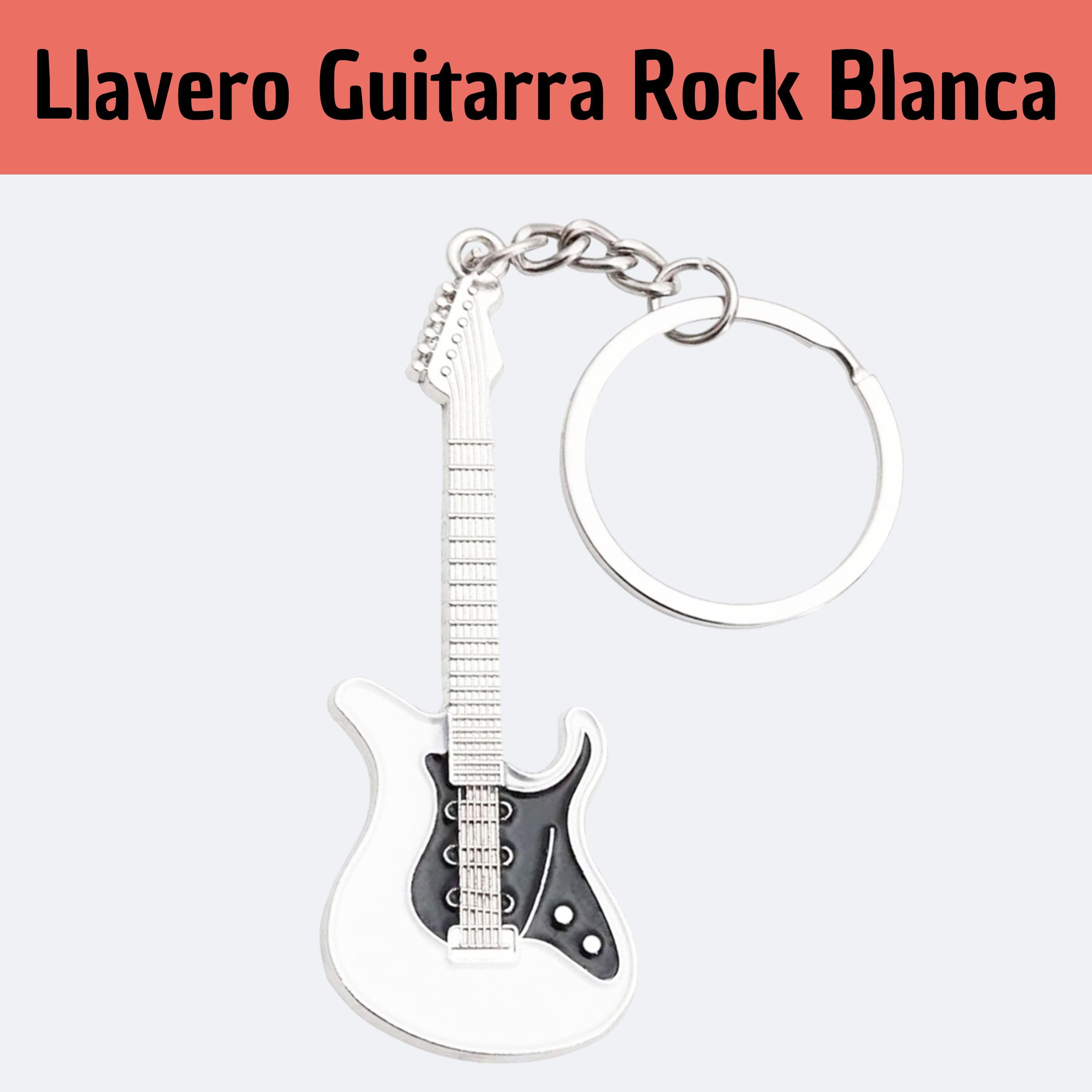 Electric Guitar Keyring, Rock Guitar Keychains White, Zinc Electric Guitar Icon, Keychain for Music and Guitar Lovers - Image 2